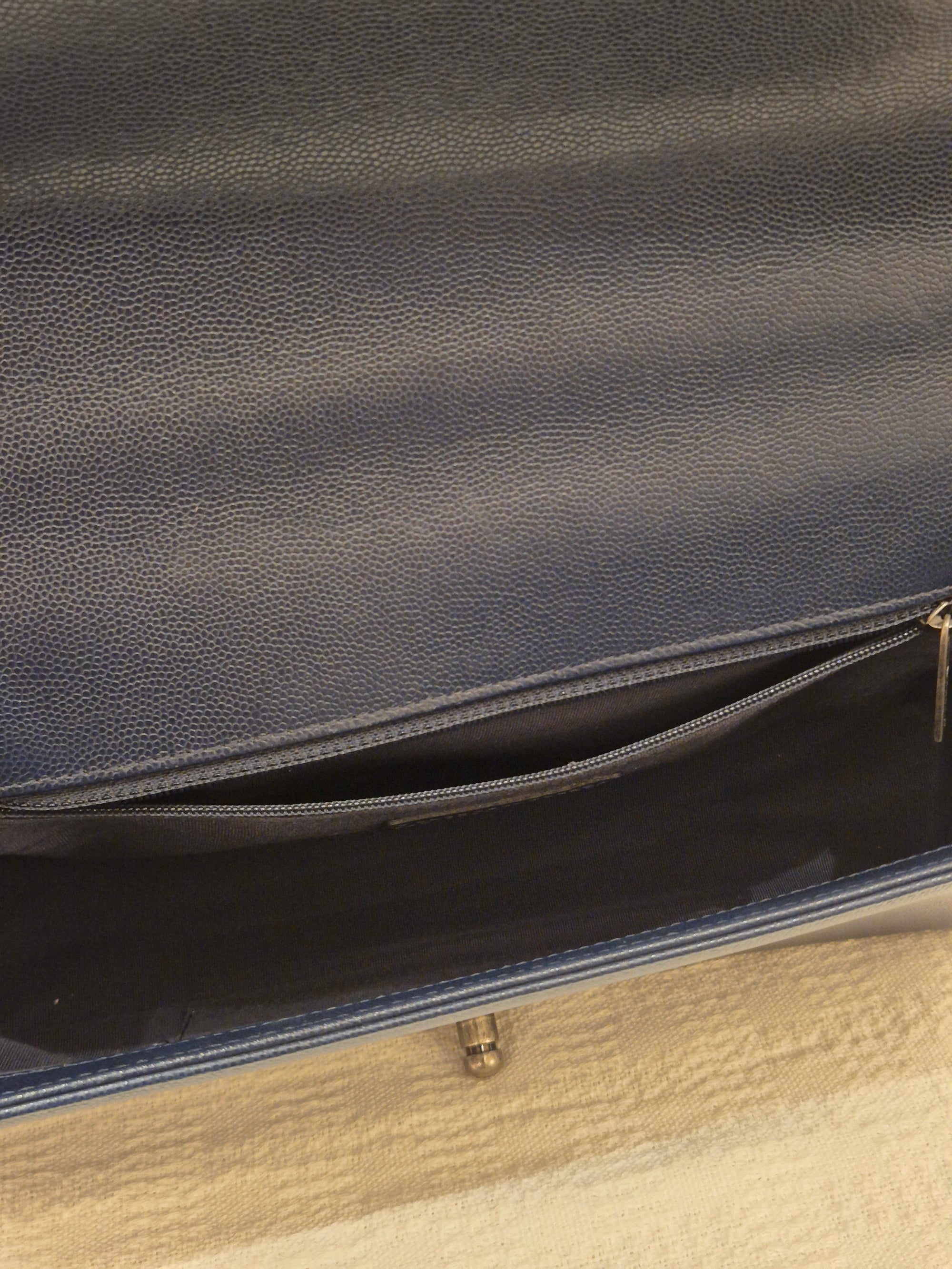 Chanel Boy New Medium Caviar Chevron Navy