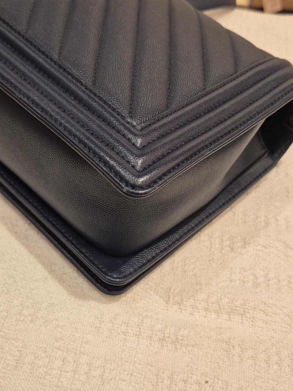 Chanel Boy New Medium Caviar Chevron Navy