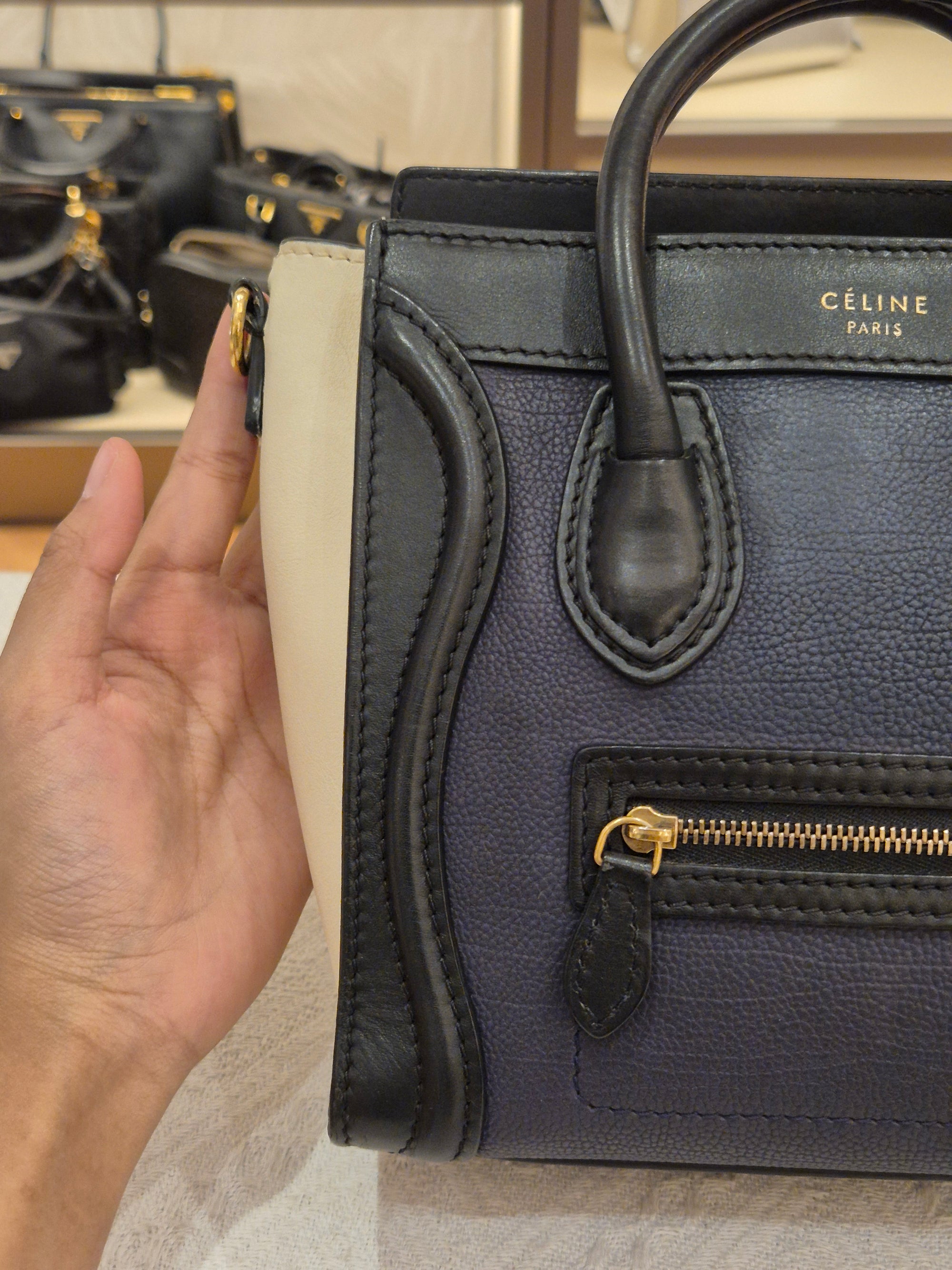 Celine Nano Luggage Navy Tricolour