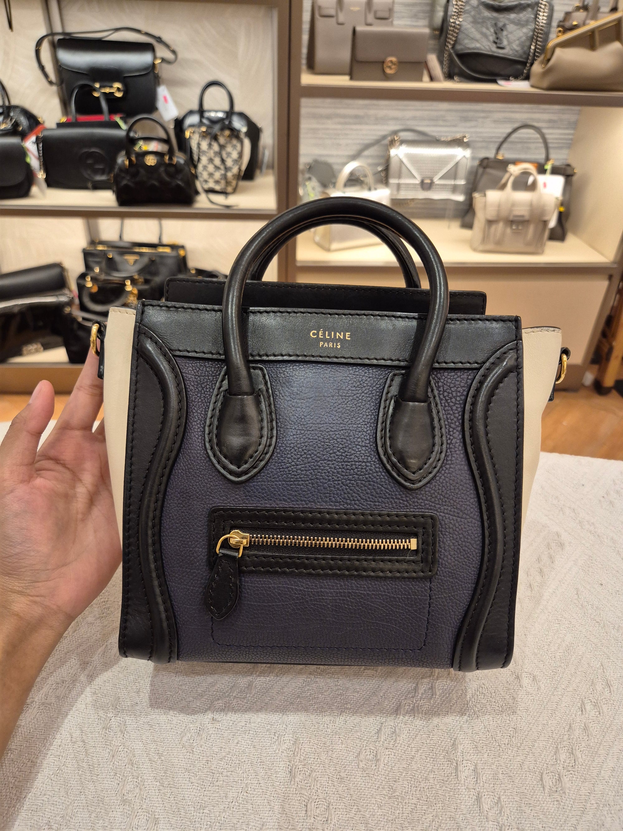 Celine Nano Luggage Navy Tricolour