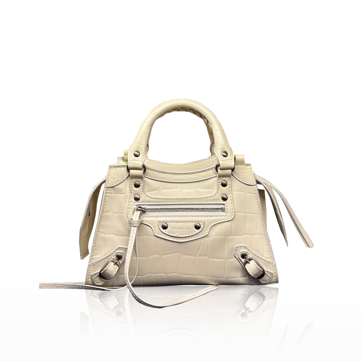 Balenciaga Neo Classic Mini Croco White