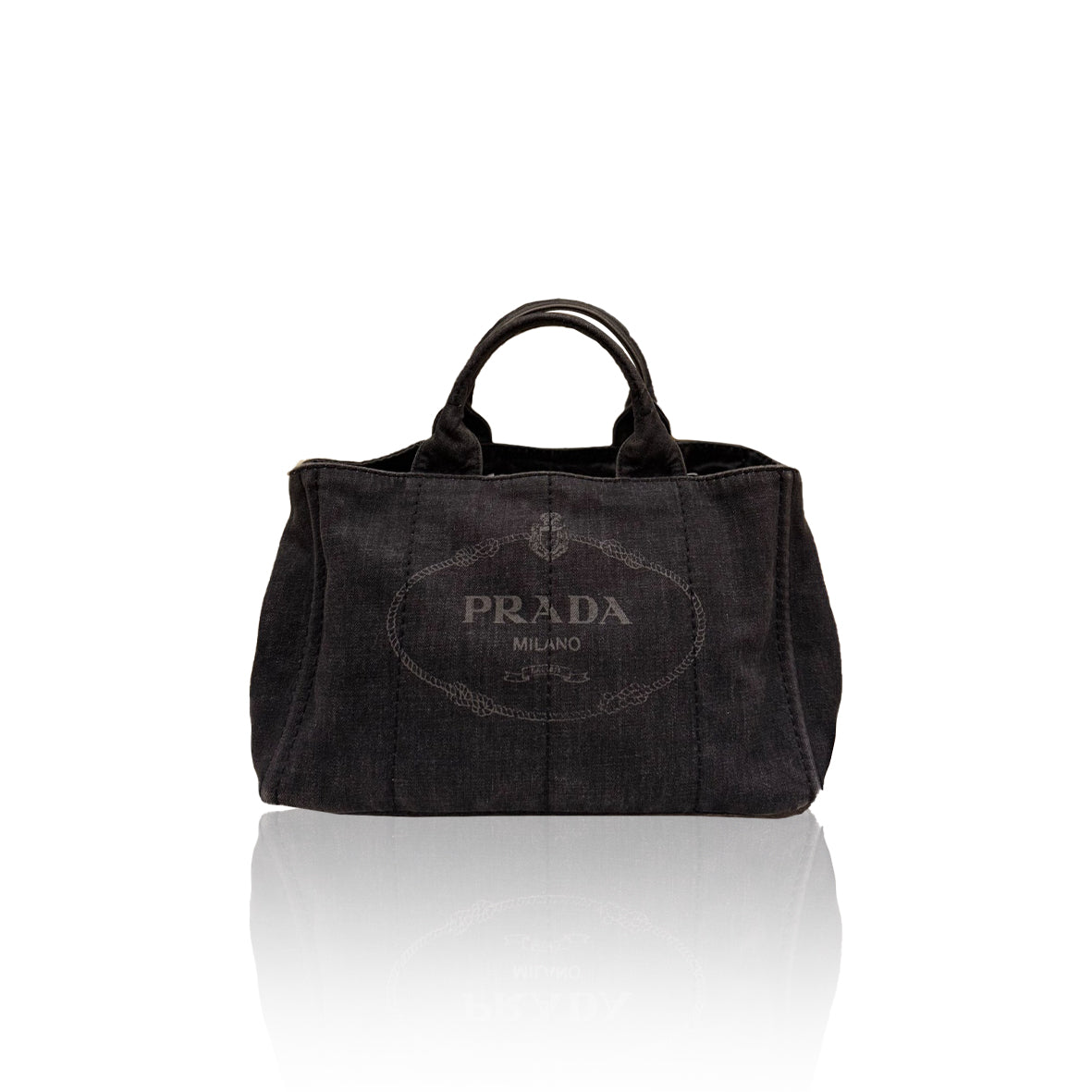 Prada Canapa Denim Tote Small