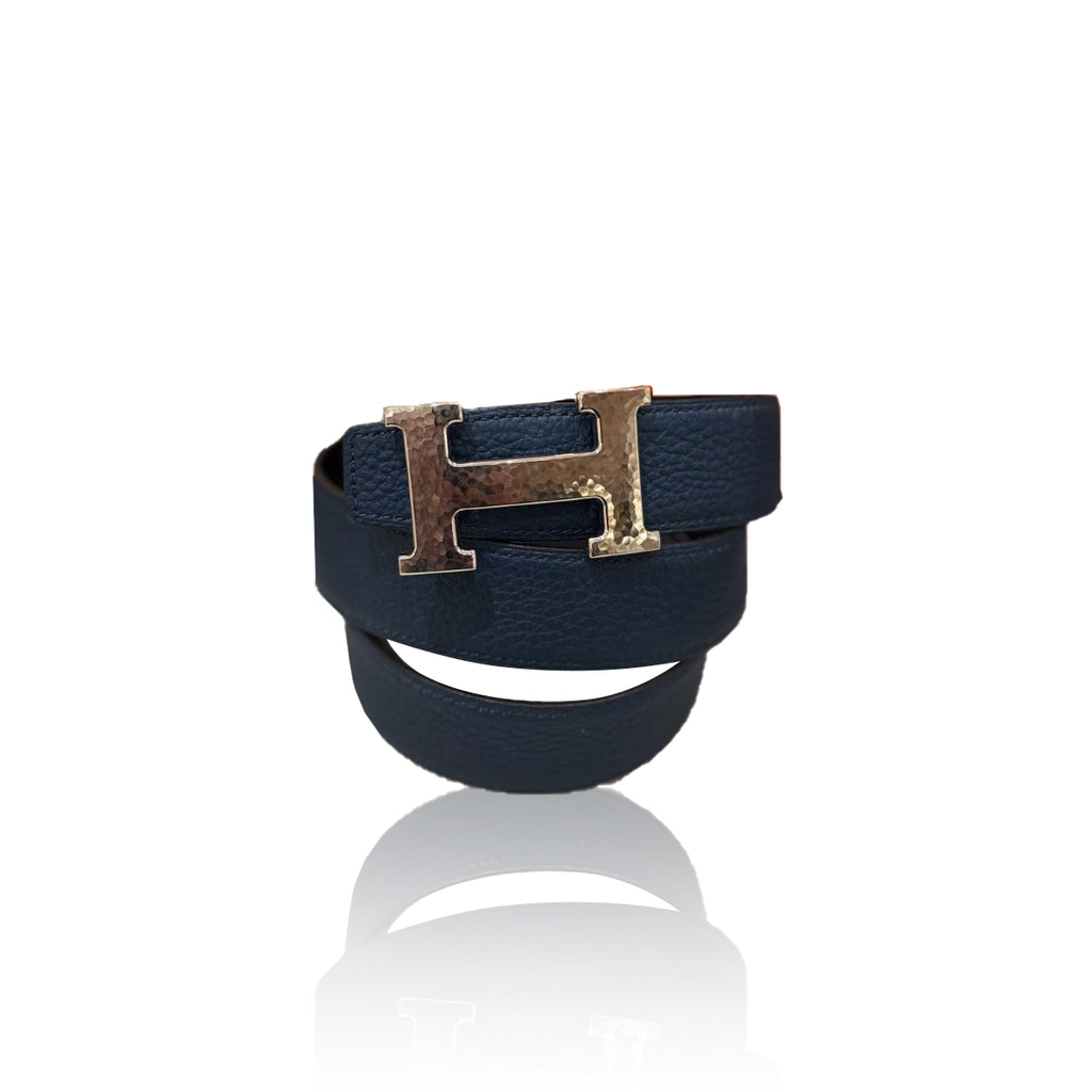 Hermes Belt Buckle H Martele Noir / Bleu
