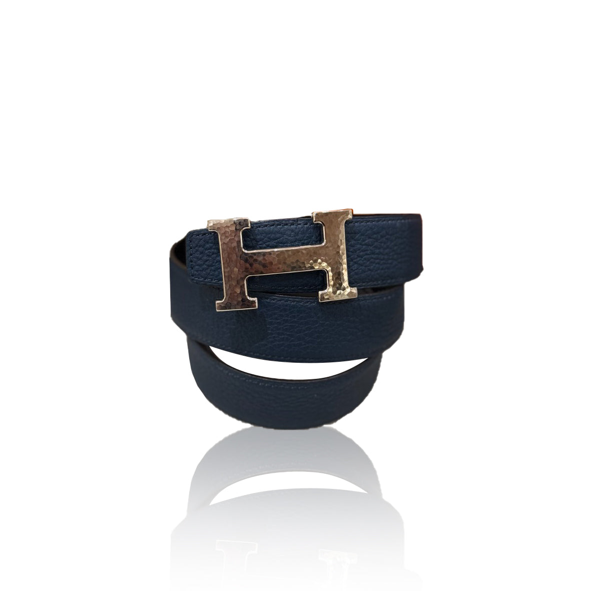 Hermes Belt Buckle H Martele Noir / Bleu