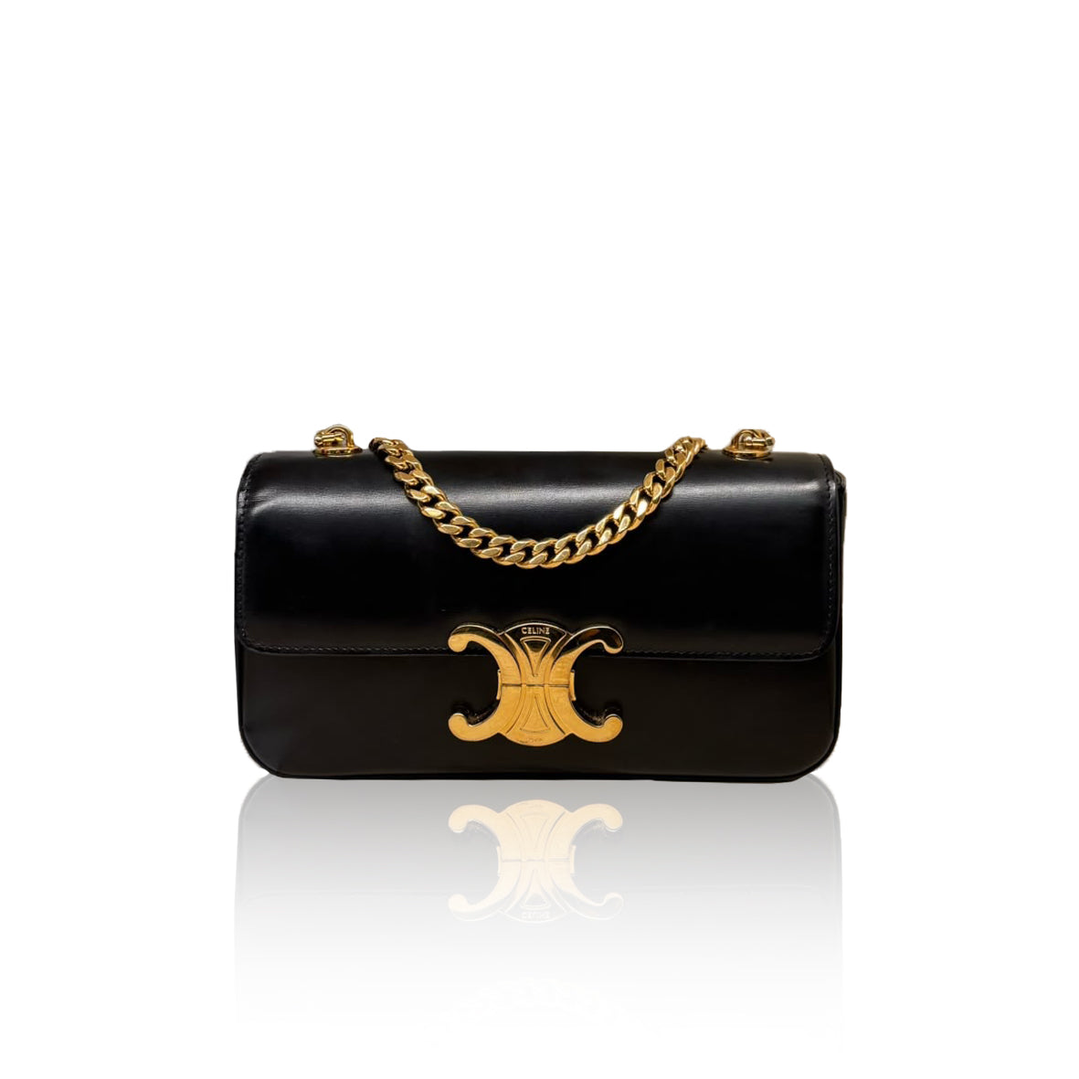 Celine Triomphe Chain Shoulder Black