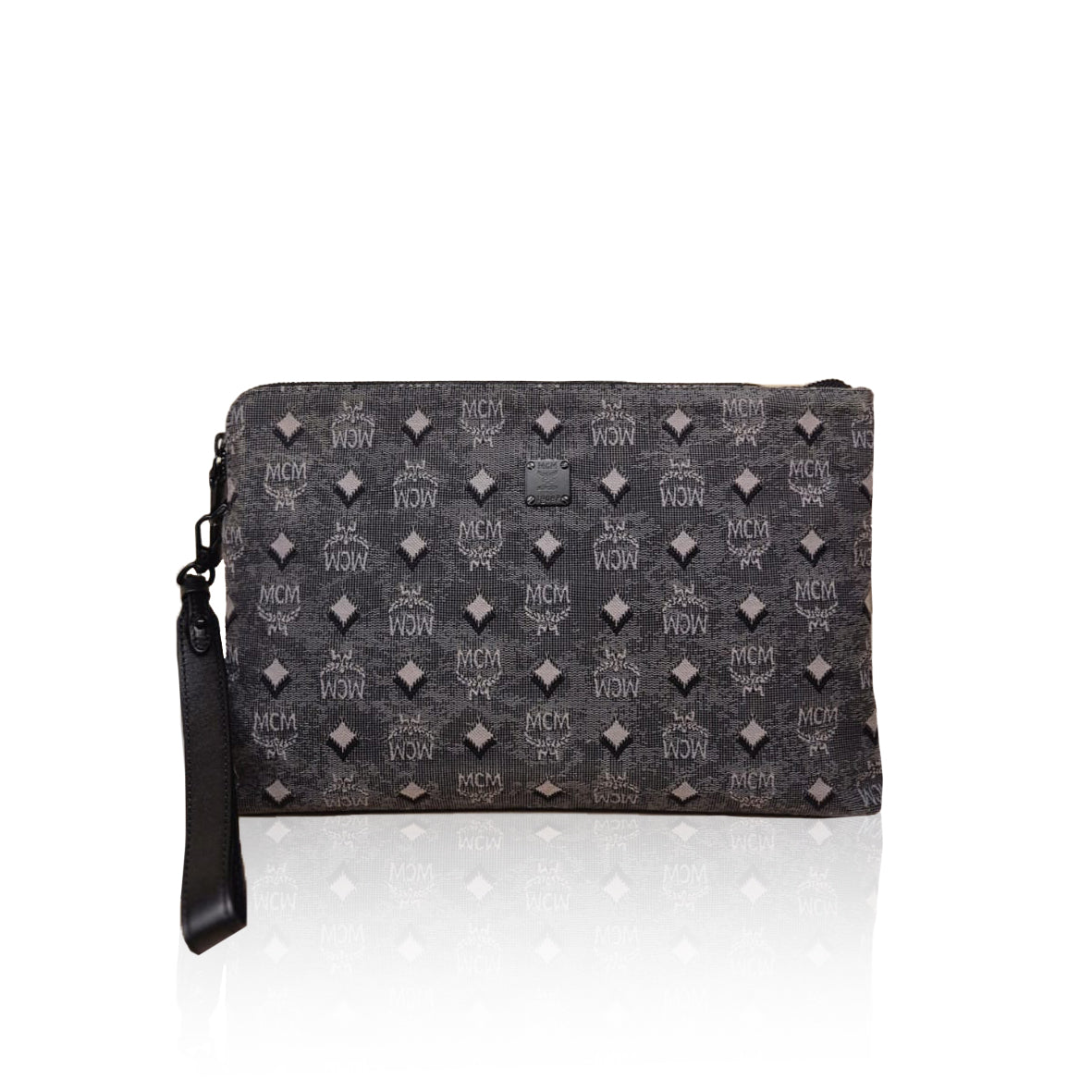 MCM Wrislet Clutch Jacquard Grey