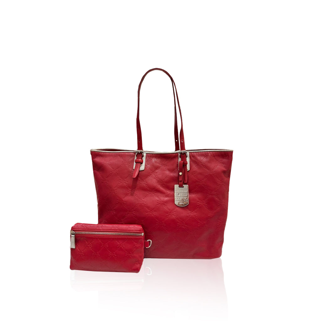 Longchamp LM Embossed Tote Red