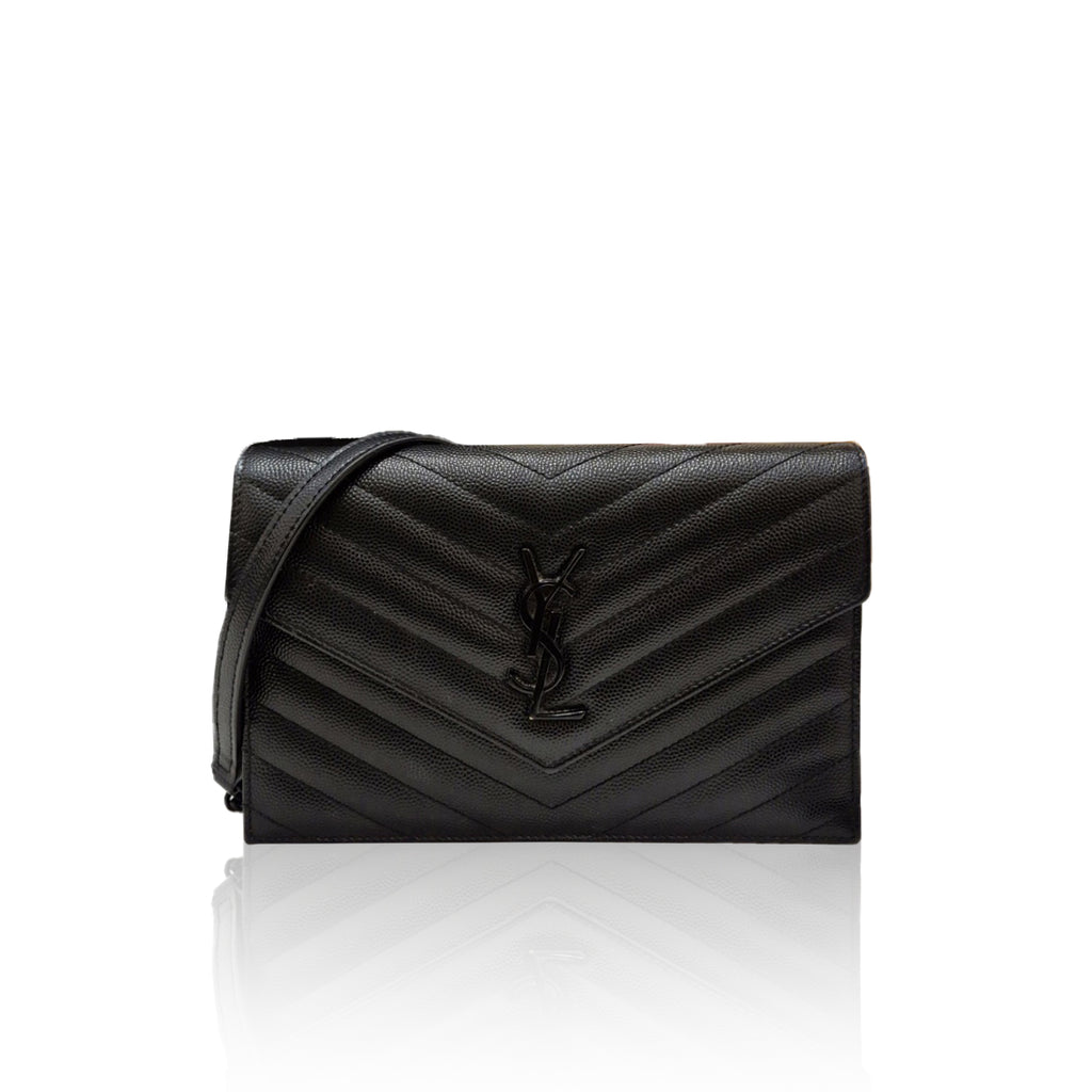 Saint Laurent Envelope Wallet On Chain All Black