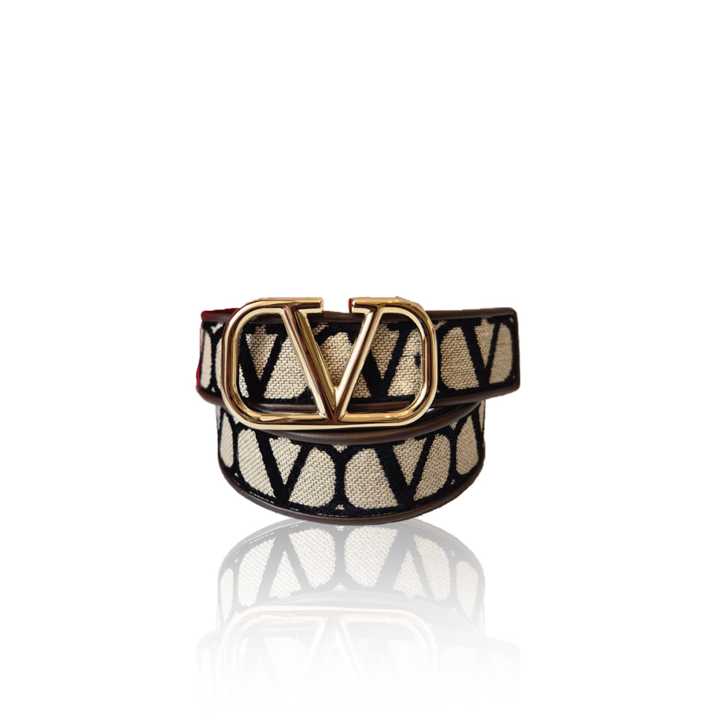 Valentino Belt Canvas V Logo