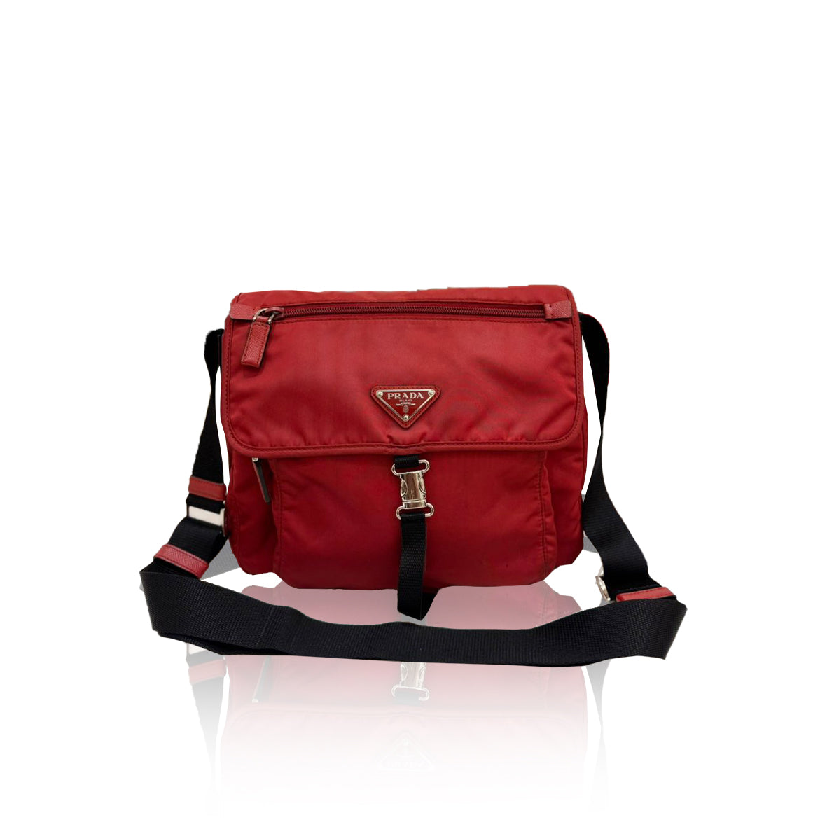 Prada Sling Nylon Red Black