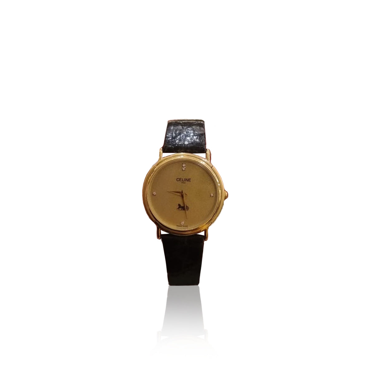 Celine Watch Croco Black Gold