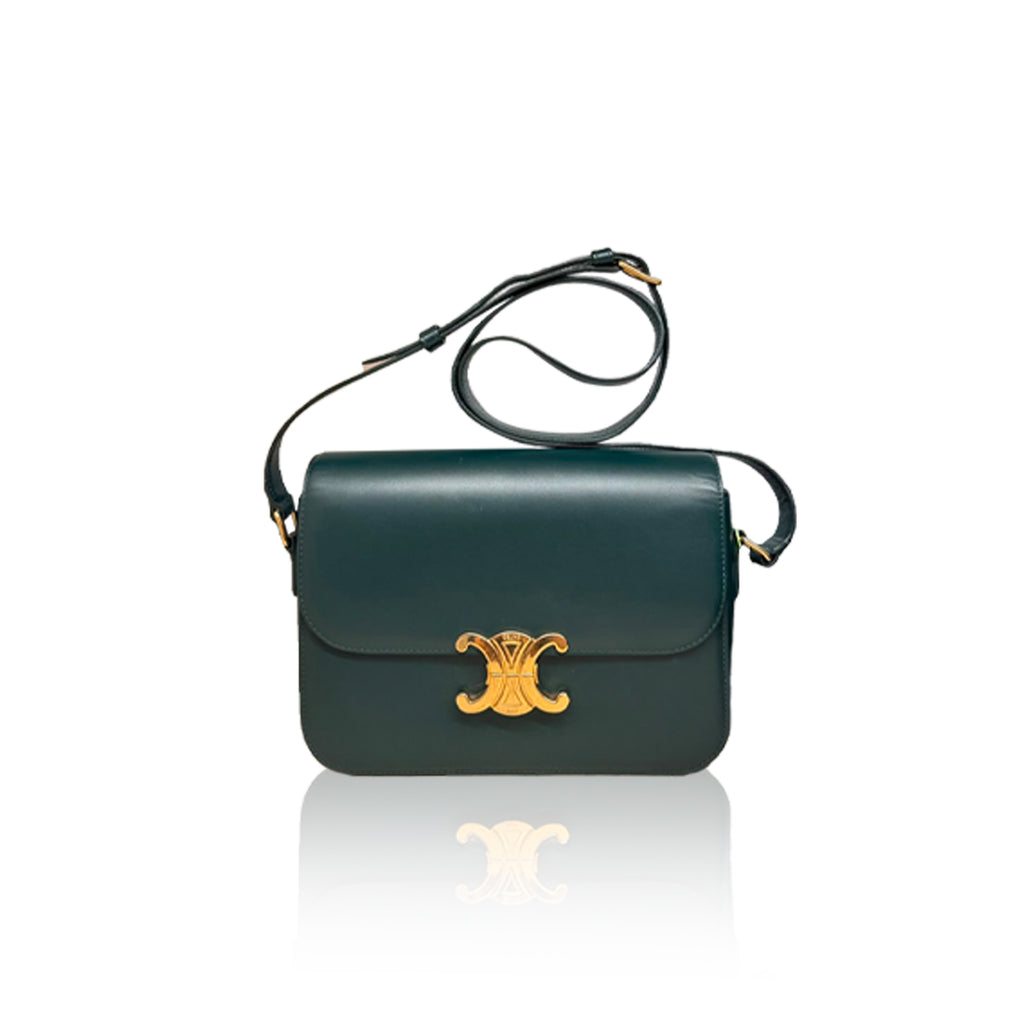 Celine Triomphe Medium Emerald Green