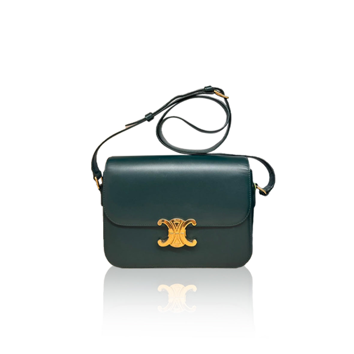 Celine Triomphe Medium Emerald Green