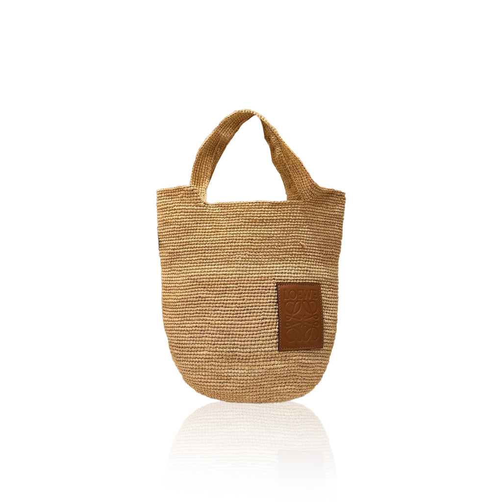 Loewe Raffia Slit Mini Tote Tan