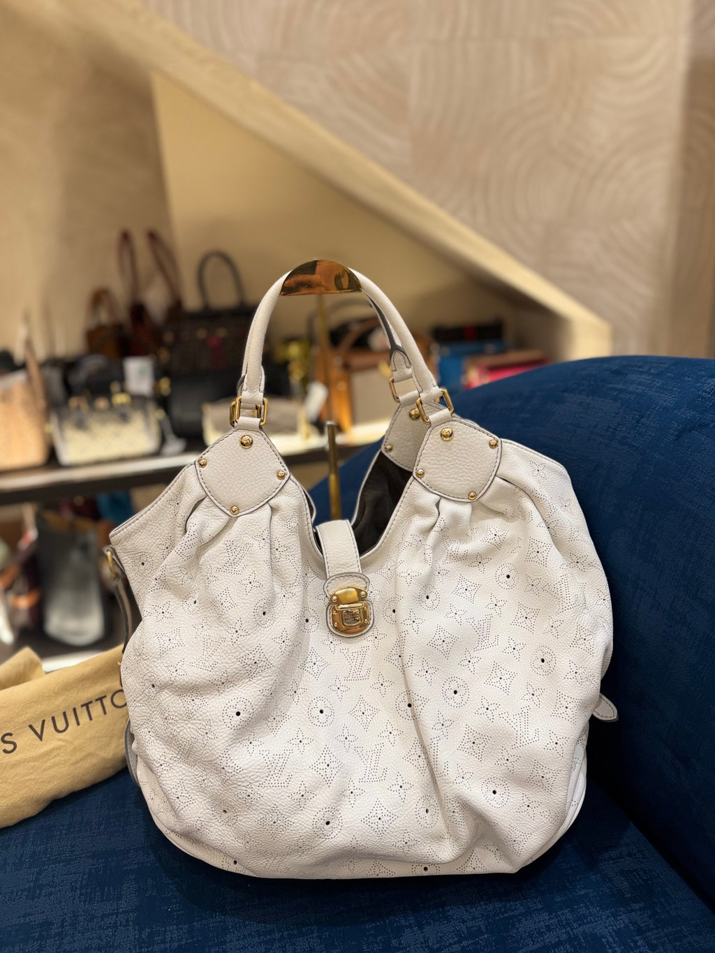 Louis Vuitton Mahina Hobo White