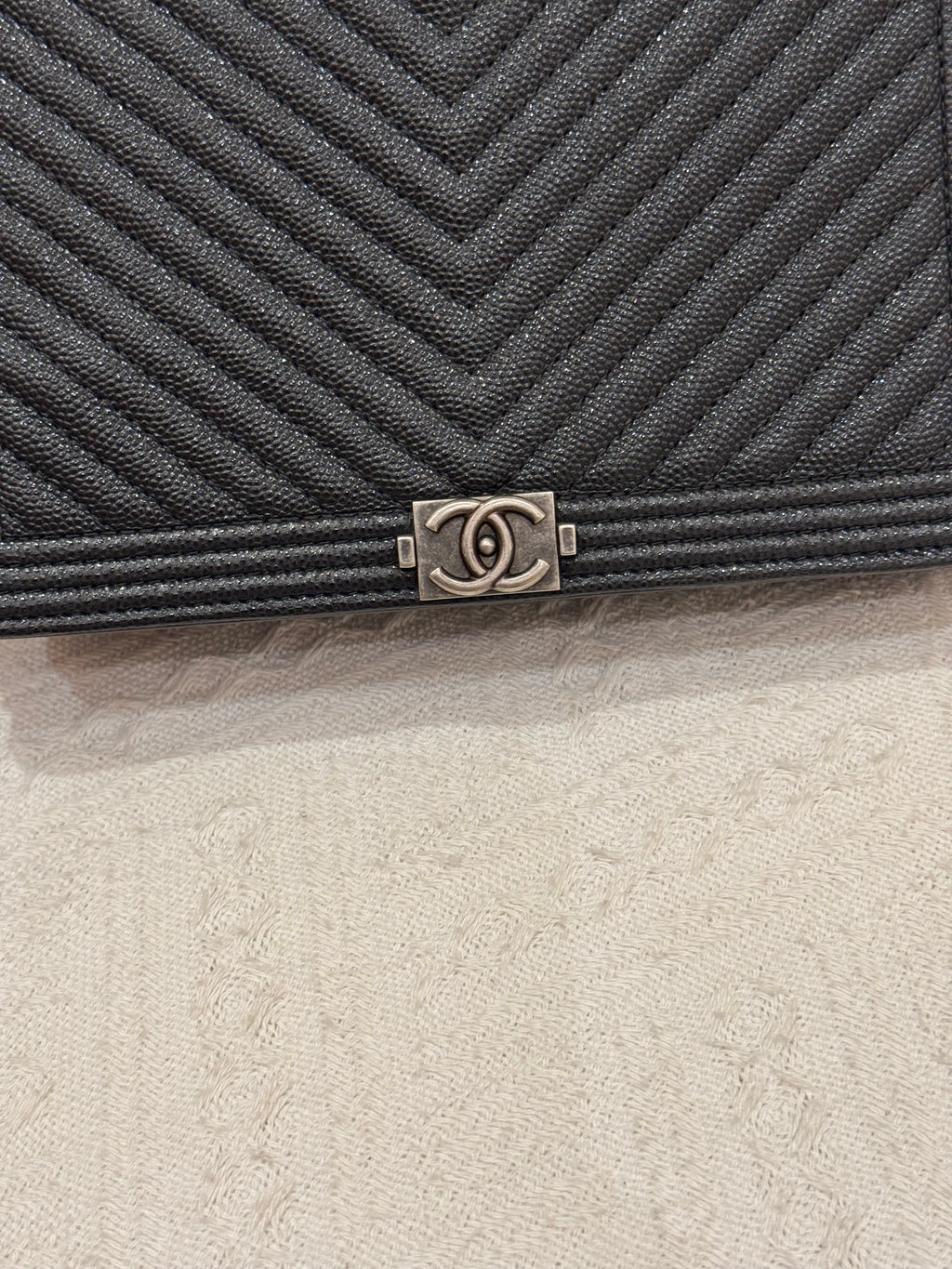 Chanel WOC Chevron Black Caviar RHW
