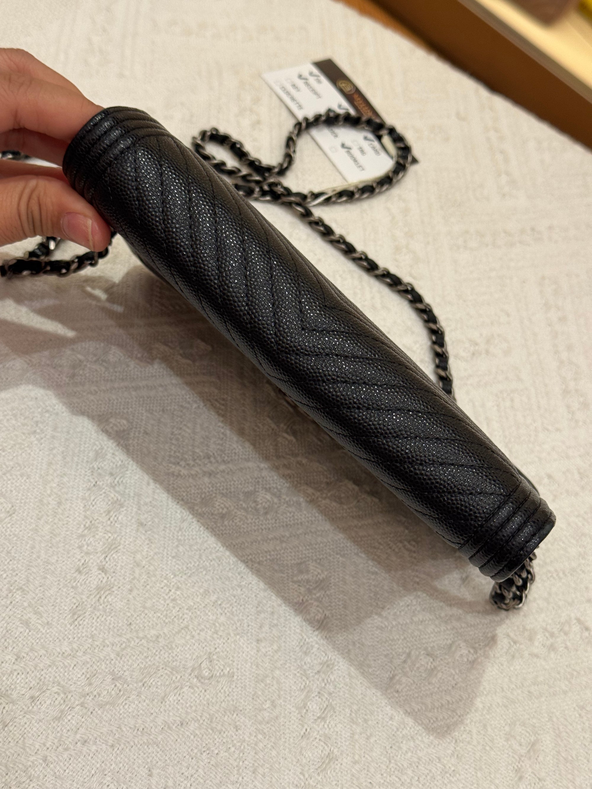 Chanel WOC Chevron Black Caviar RHW