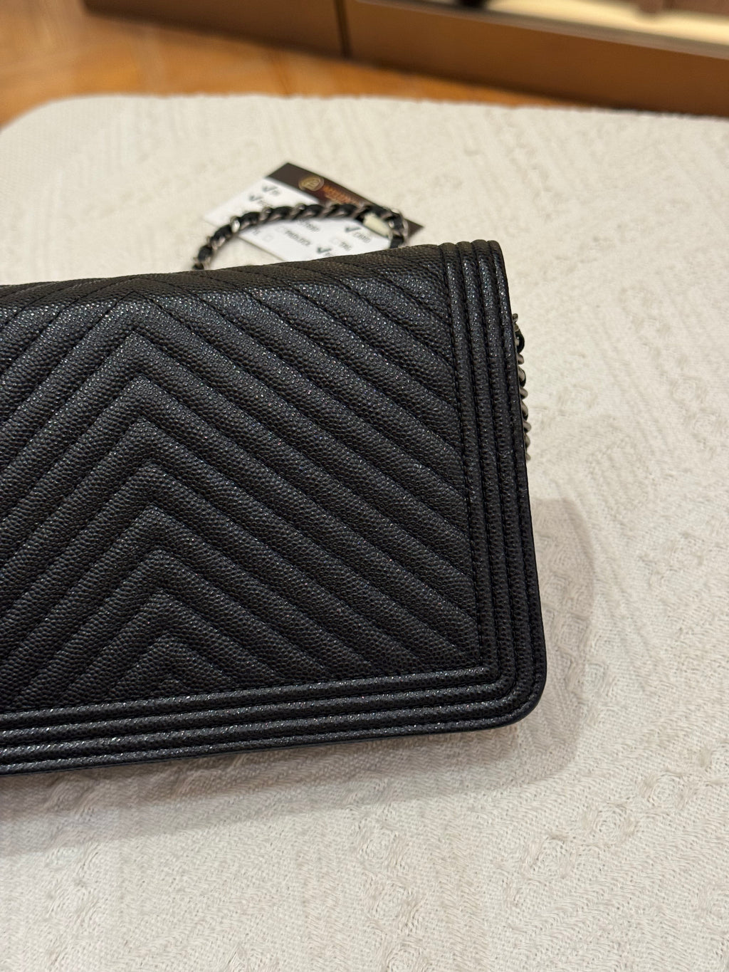 Chanel WOC Chevron Black Caviar RHW
