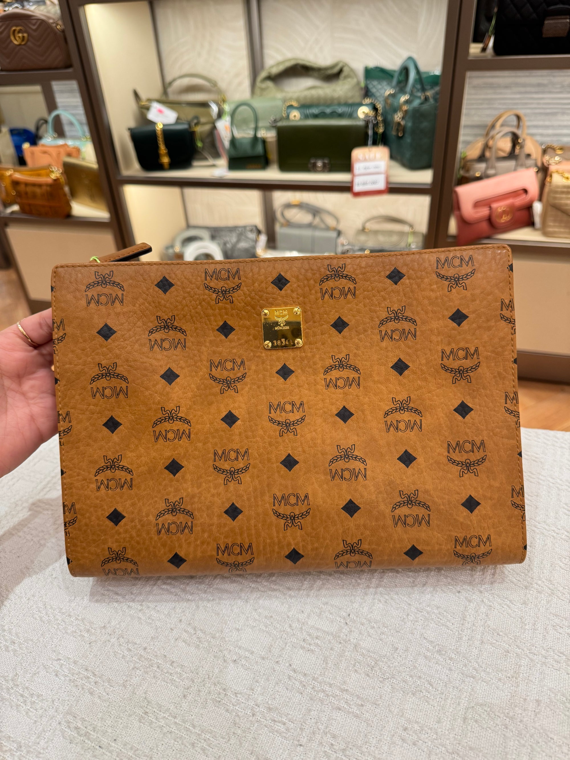 MCM Clutch Cognac