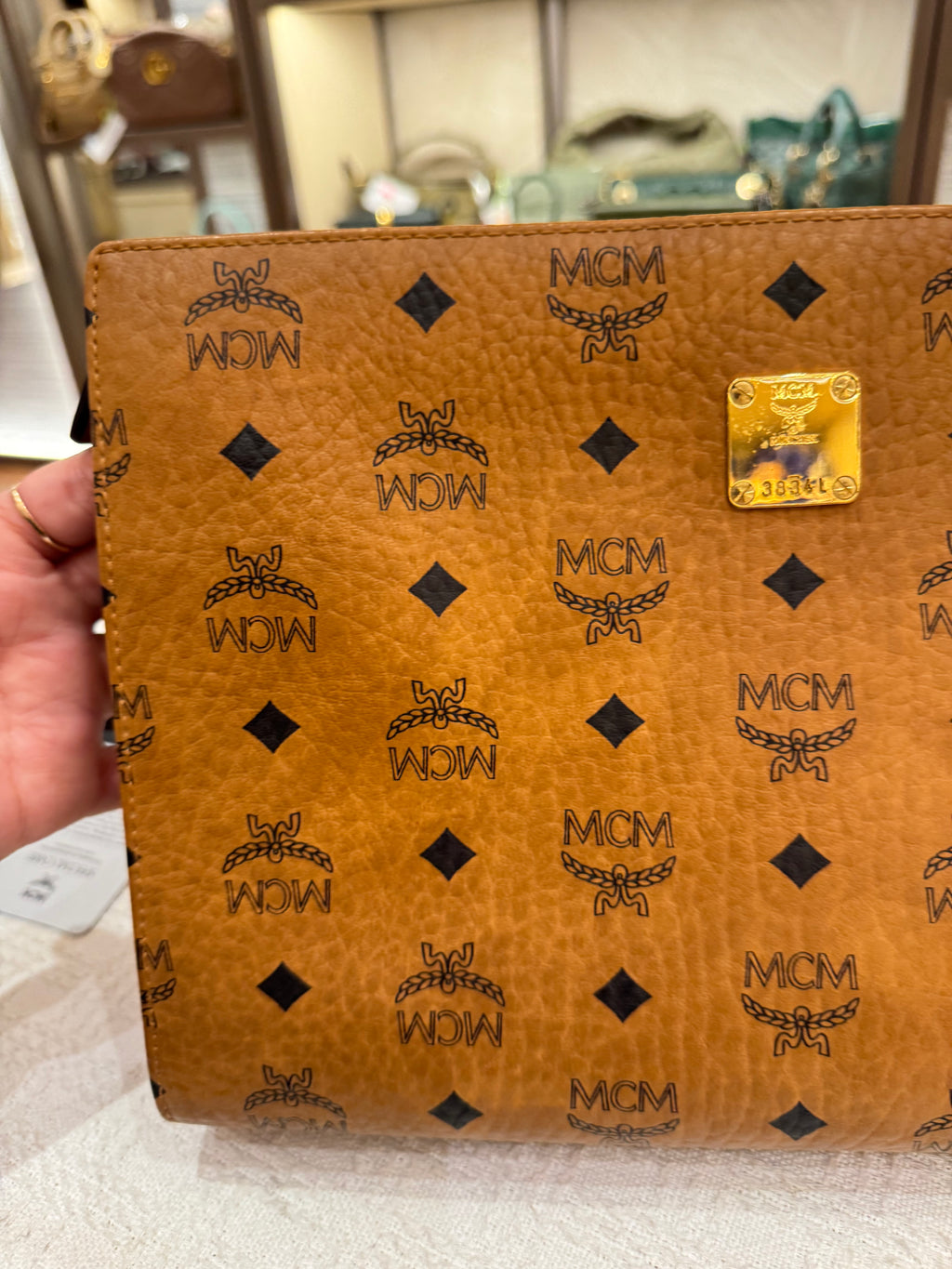 MCM Clutch Cognac