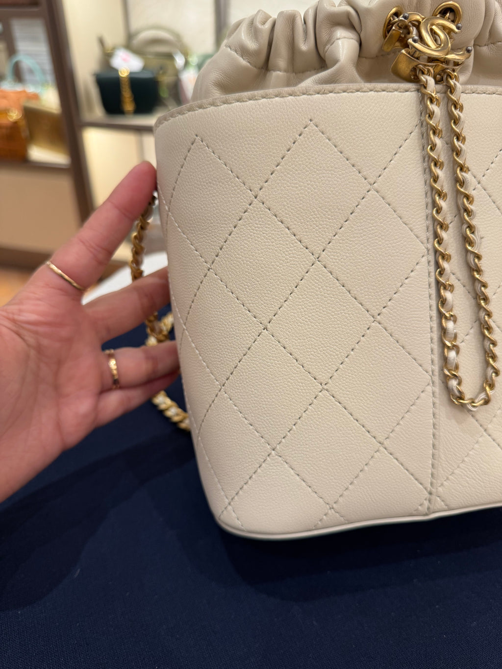 Chanel Drawstring Bucket Stitched