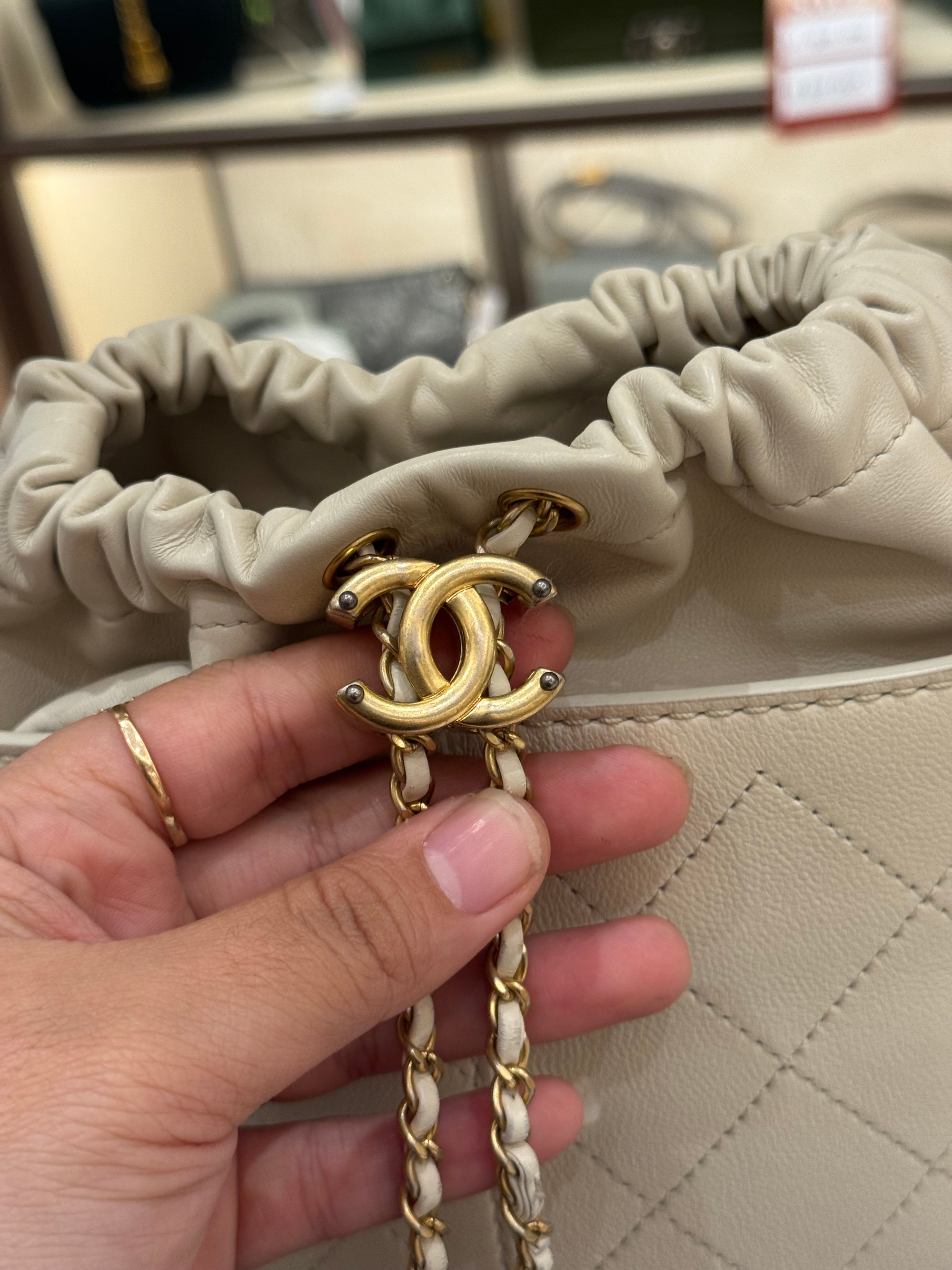 Chanel Drawstring Bucket Stitched