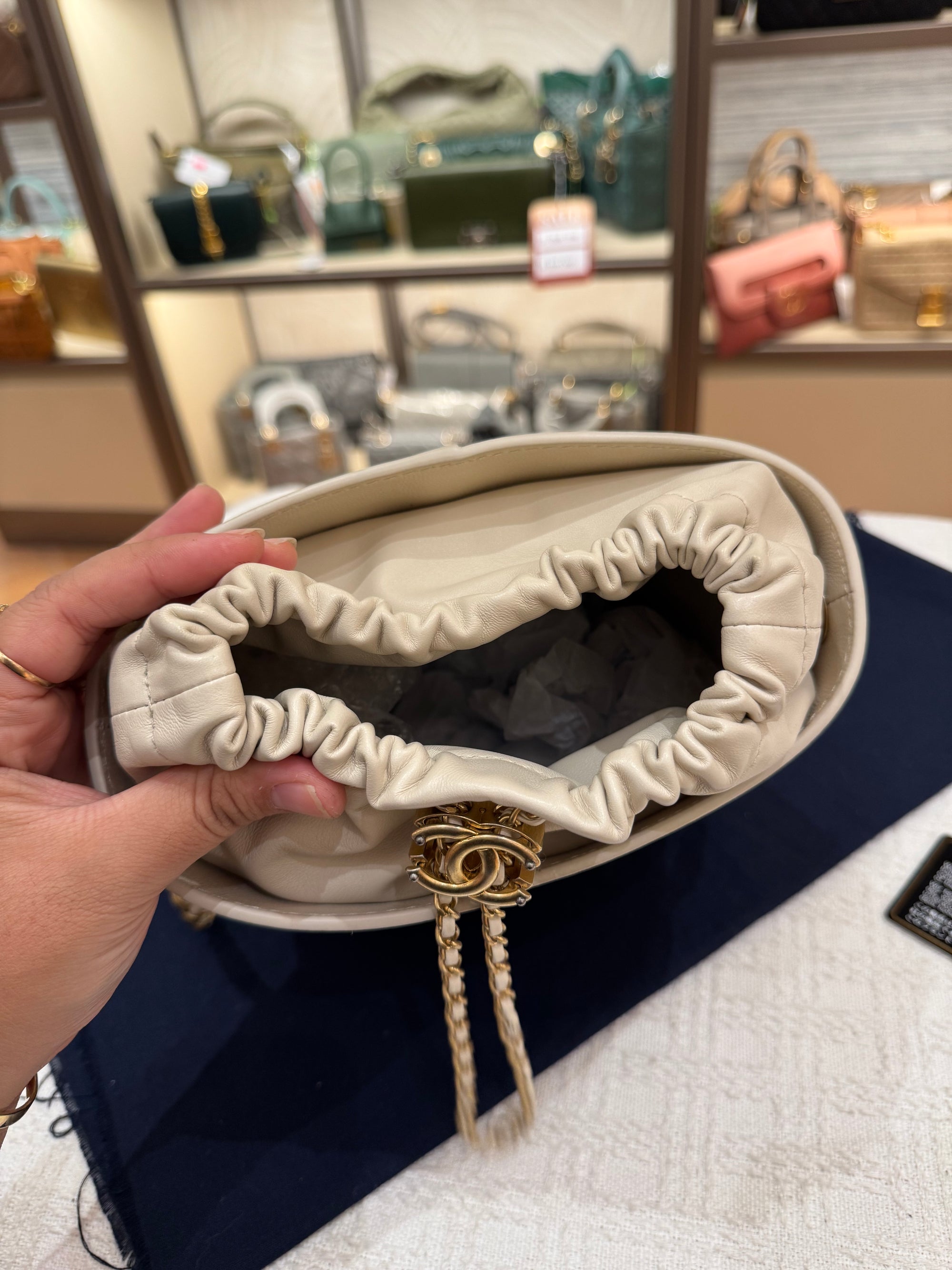 Chanel Drawstring Bucket Stitched