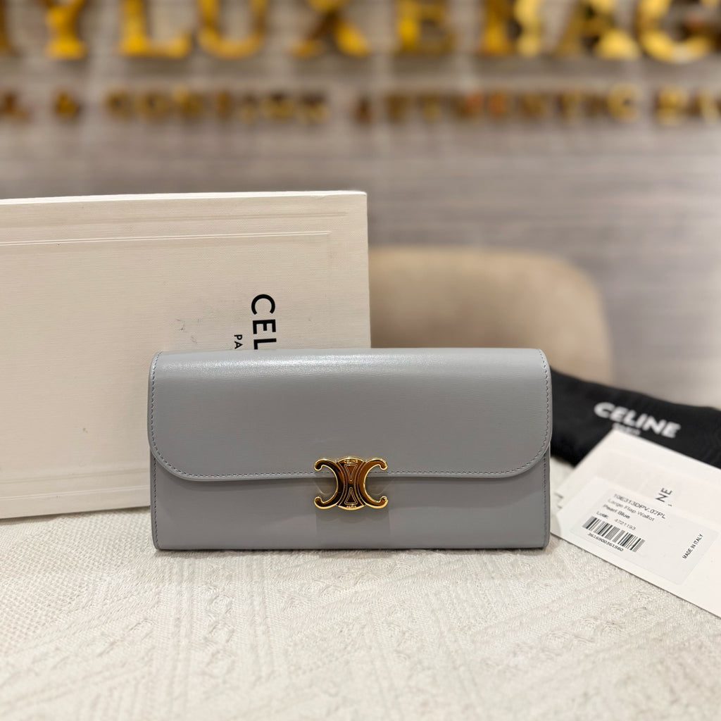 Celine Triomphe Long wallet Pearl Blue
