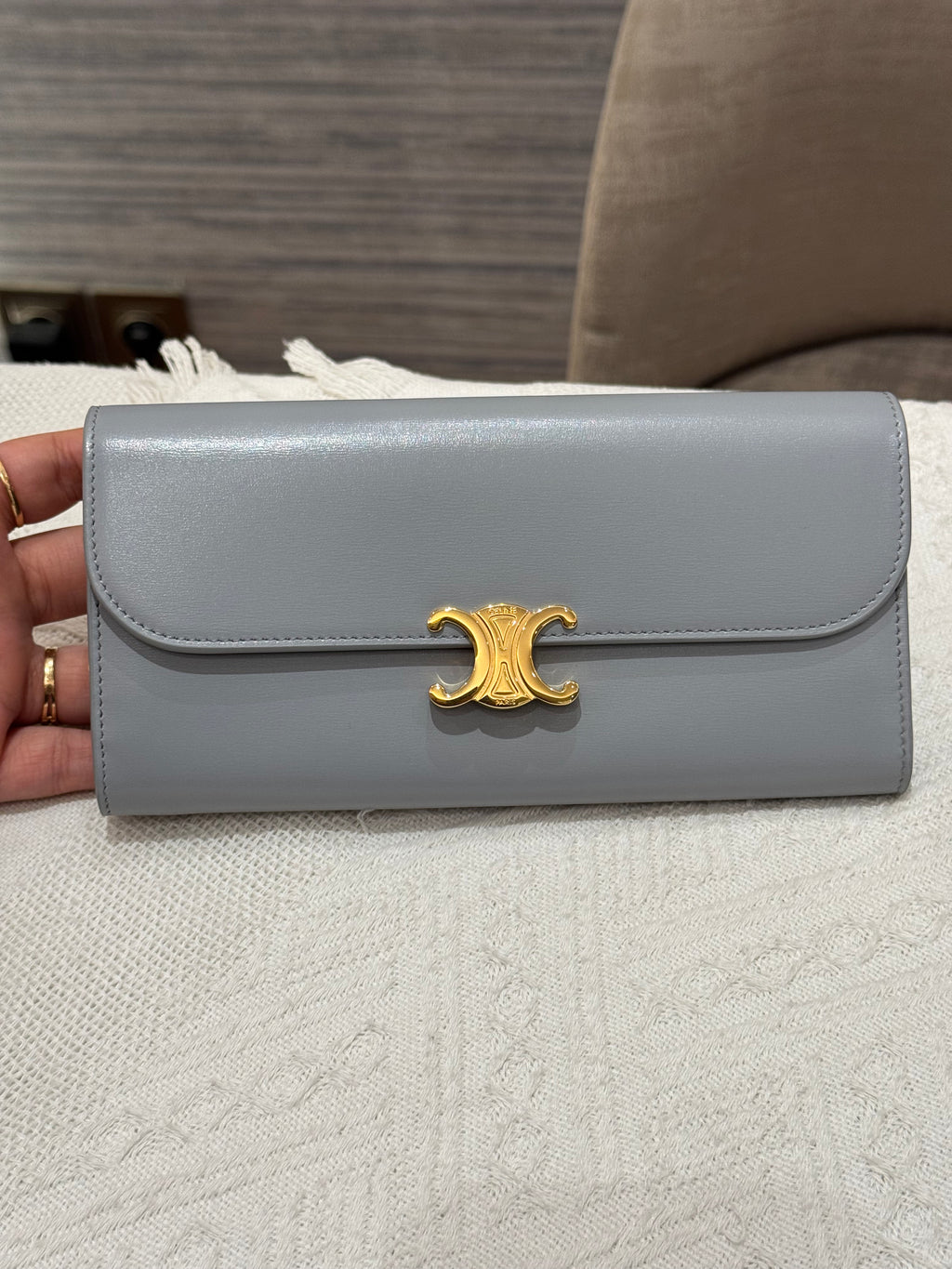 Celine Triomphe Long wallet Pearl Blue