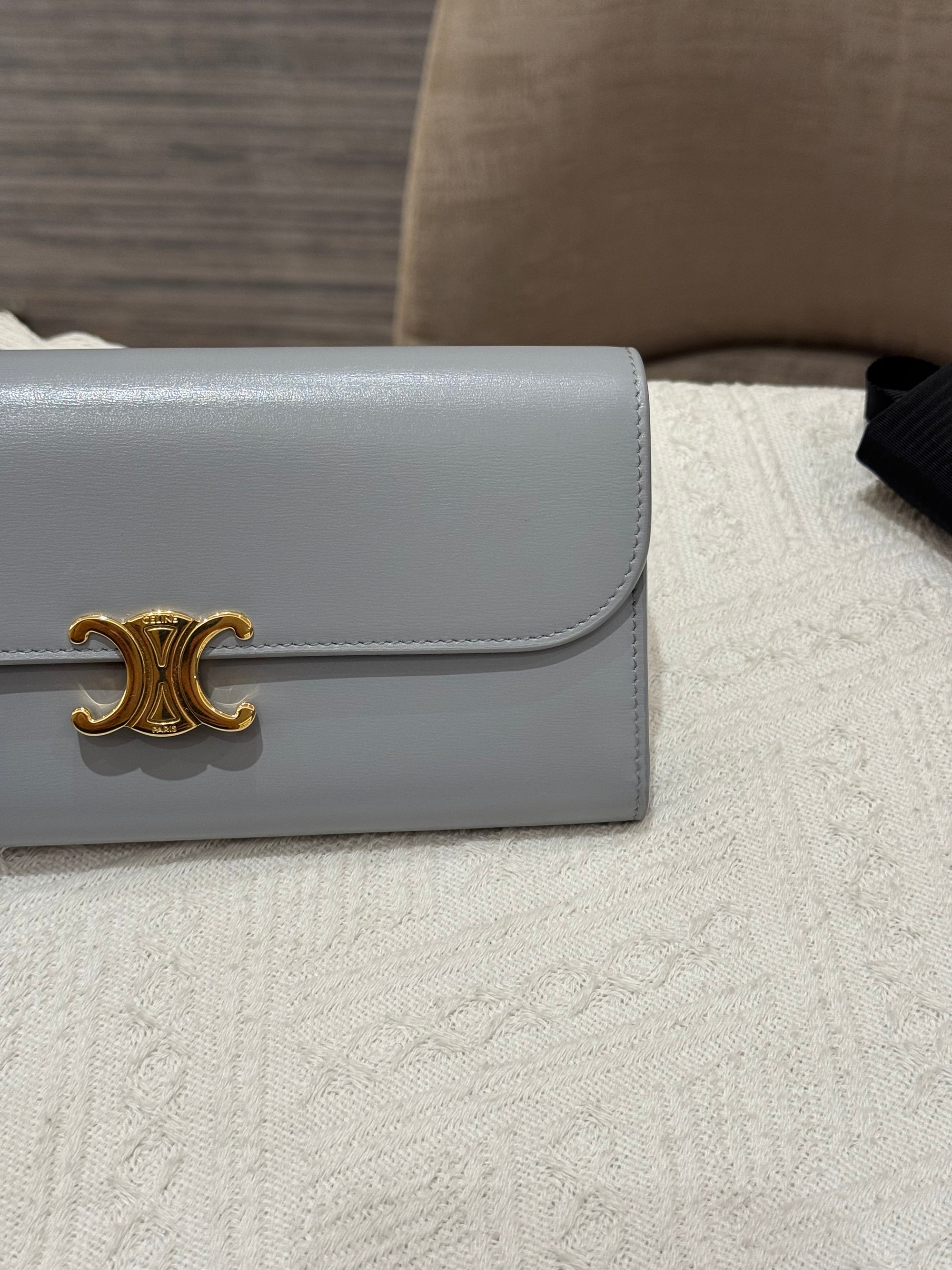 Celine Triomphe Long wallet Pearl Blue