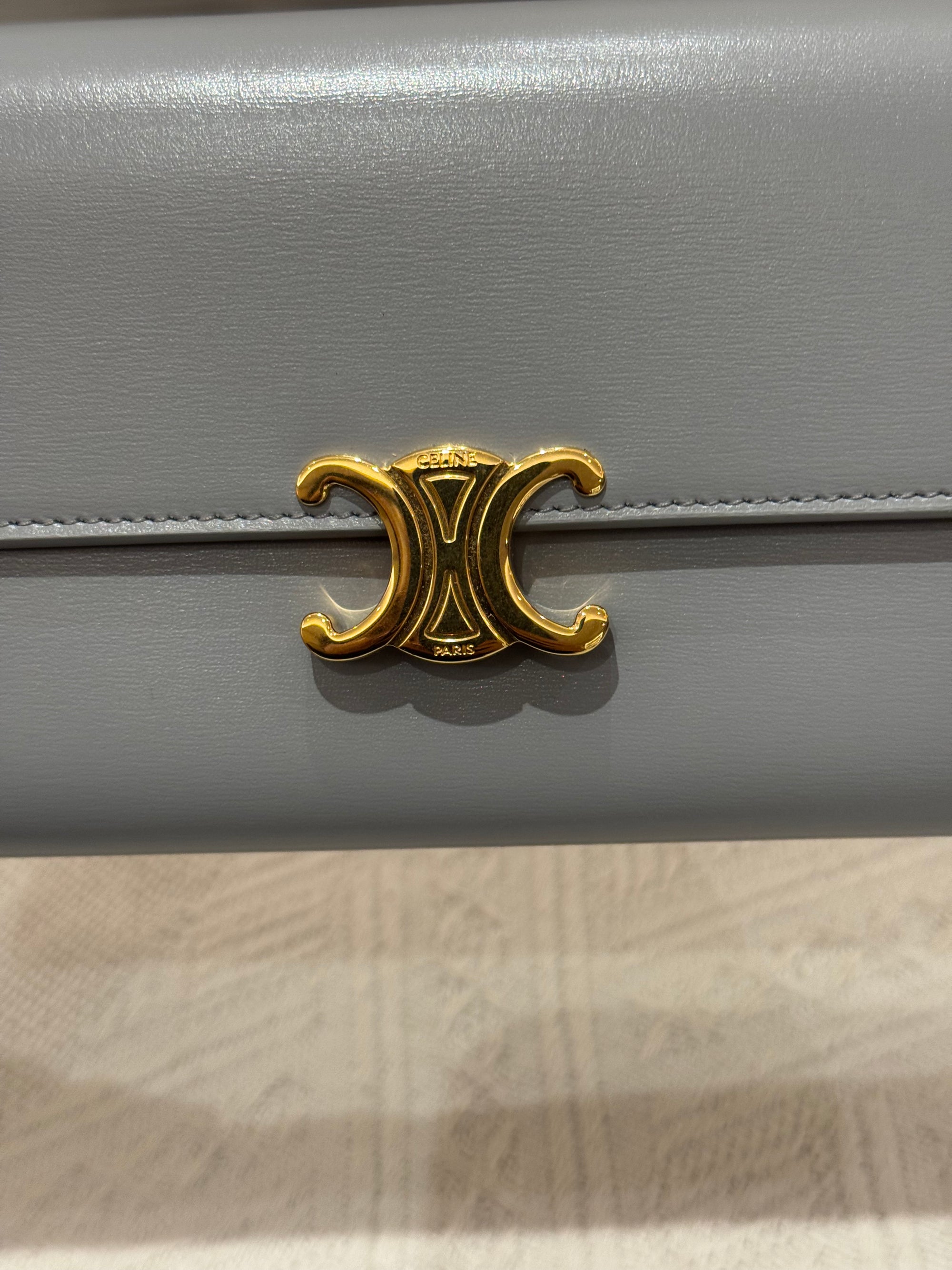 Celine Triomphe Long wallet Pearl Blue