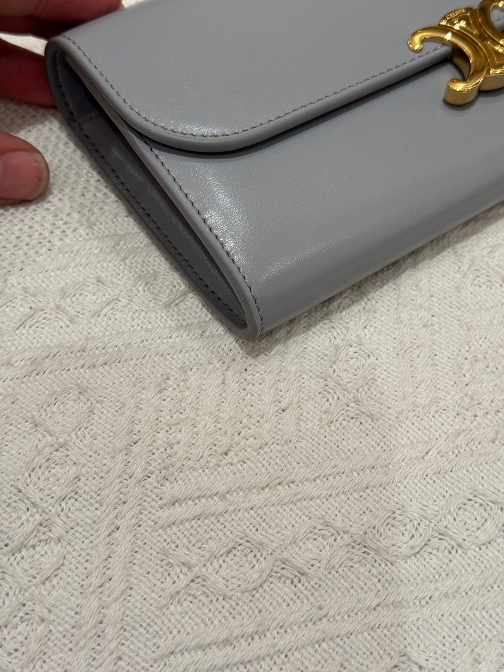 Celine Triomphe Long wallet Pearl Blue