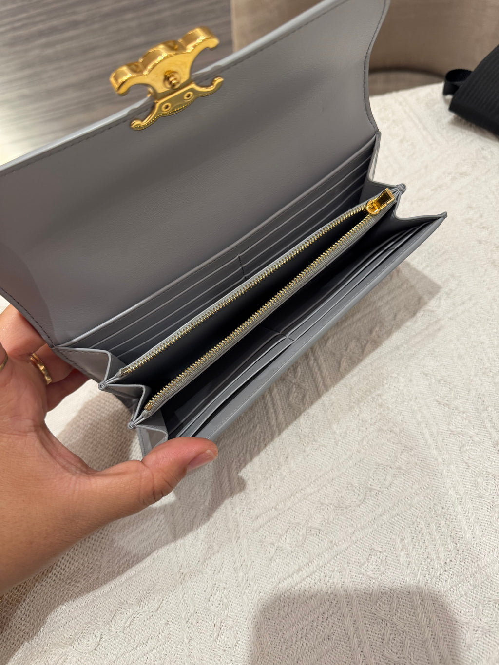 Celine Triomphe Long wallet Pearl Blue