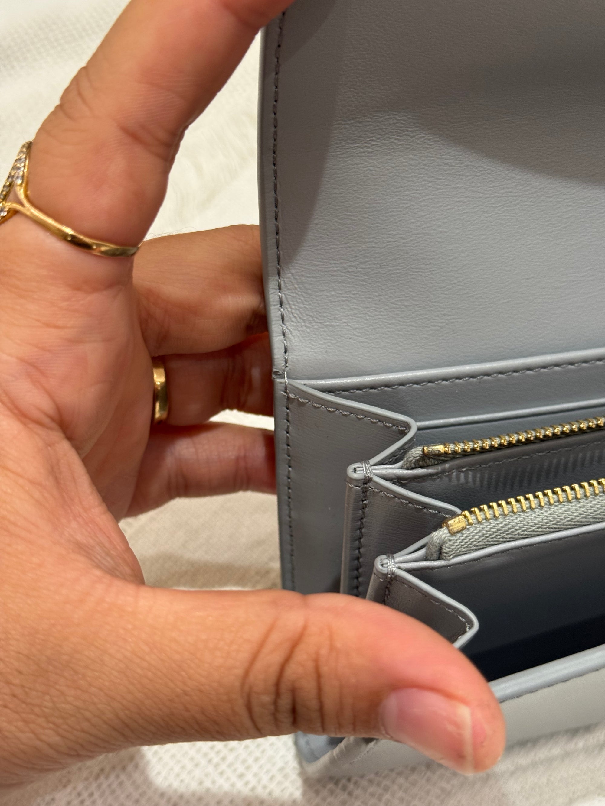 Celine Triomphe Long wallet Pearl Blue