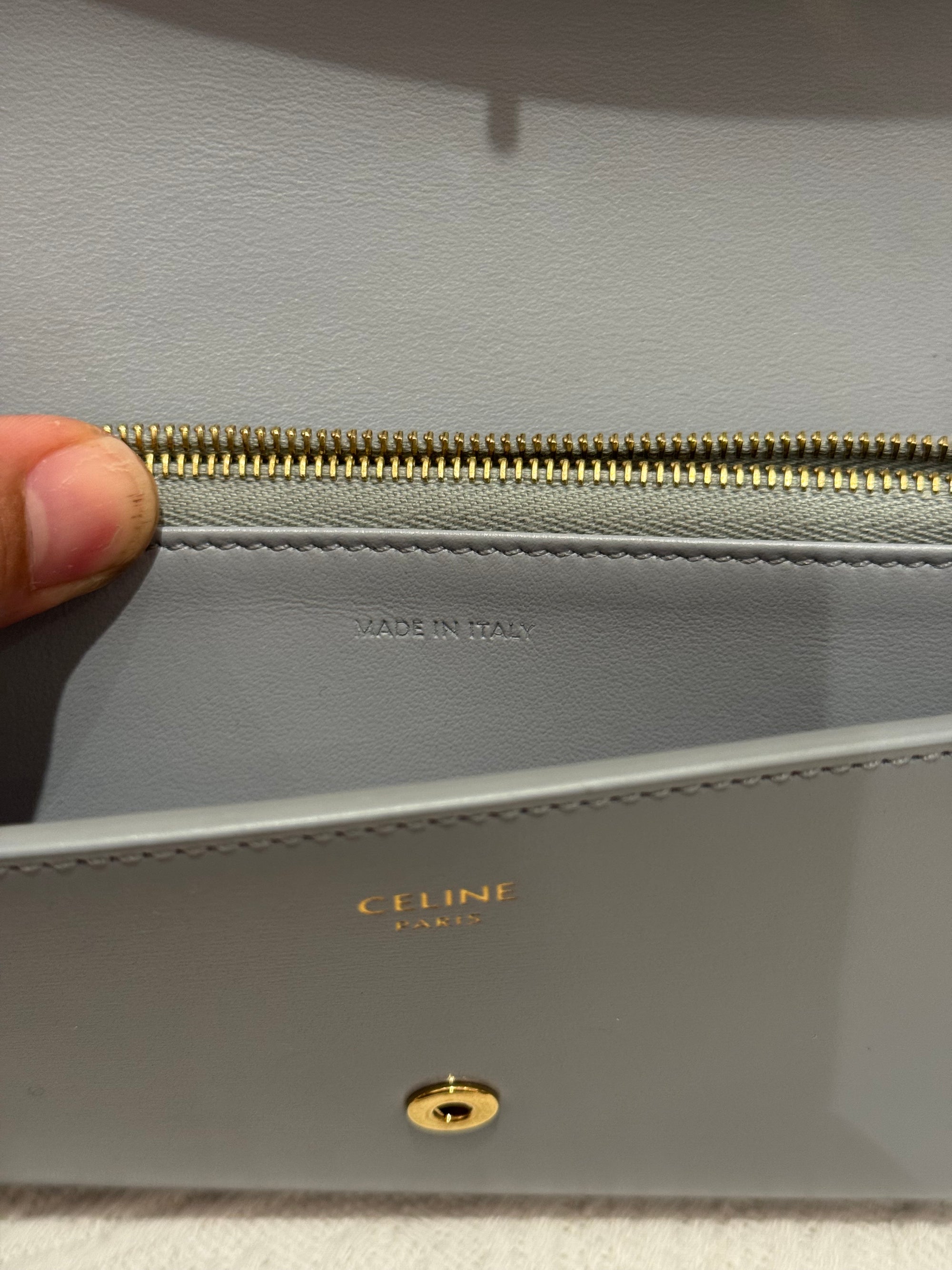Celine Triomphe Long wallet Pearl Blue