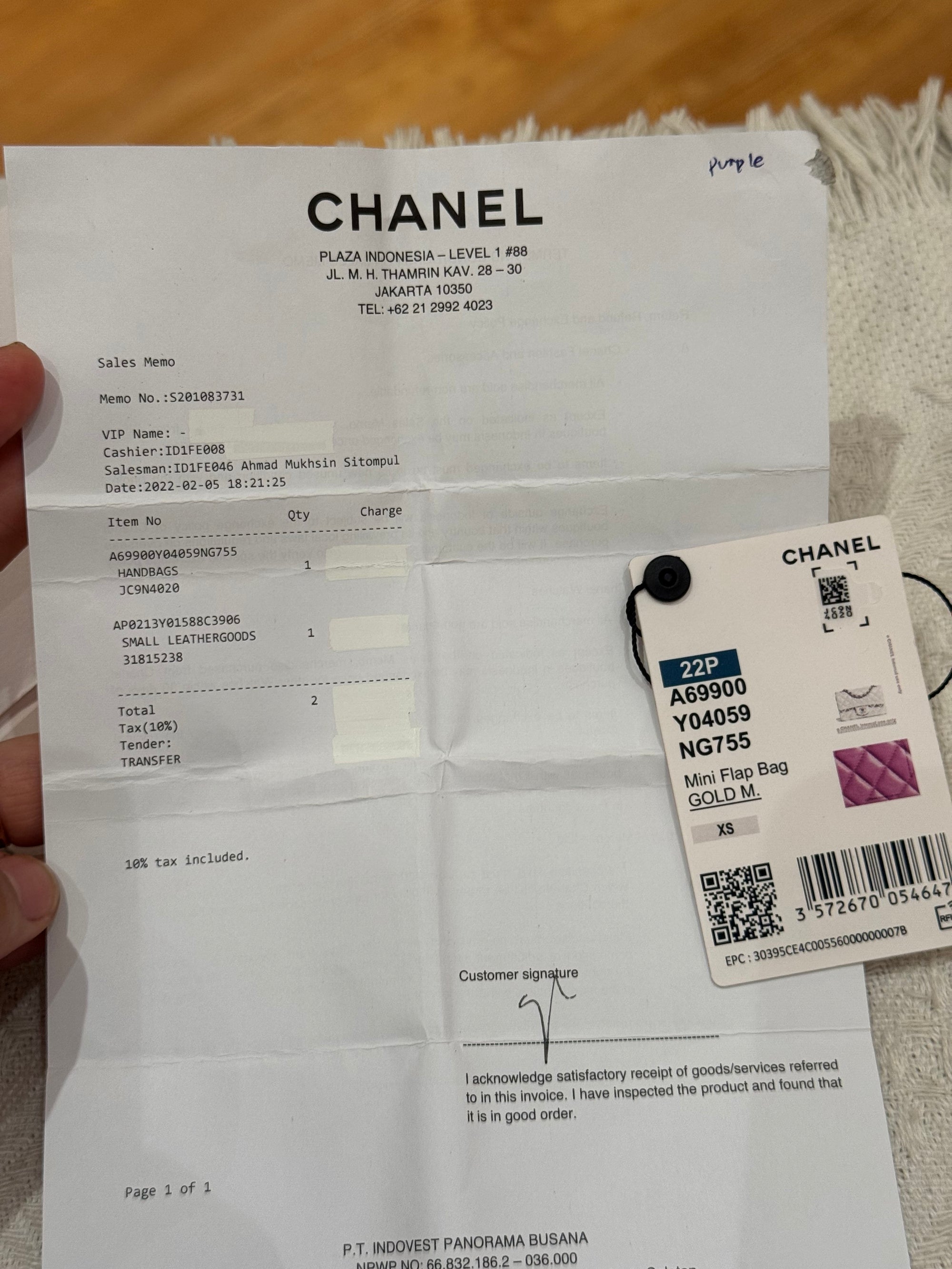 Chanel Mini Rectangle Flap Purple