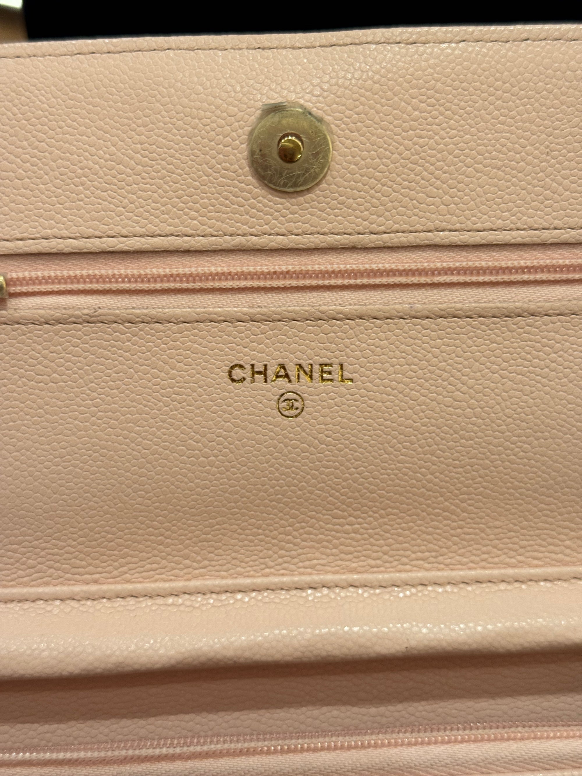 Chanel Classic Wallet On Chain Caviar Light Pink