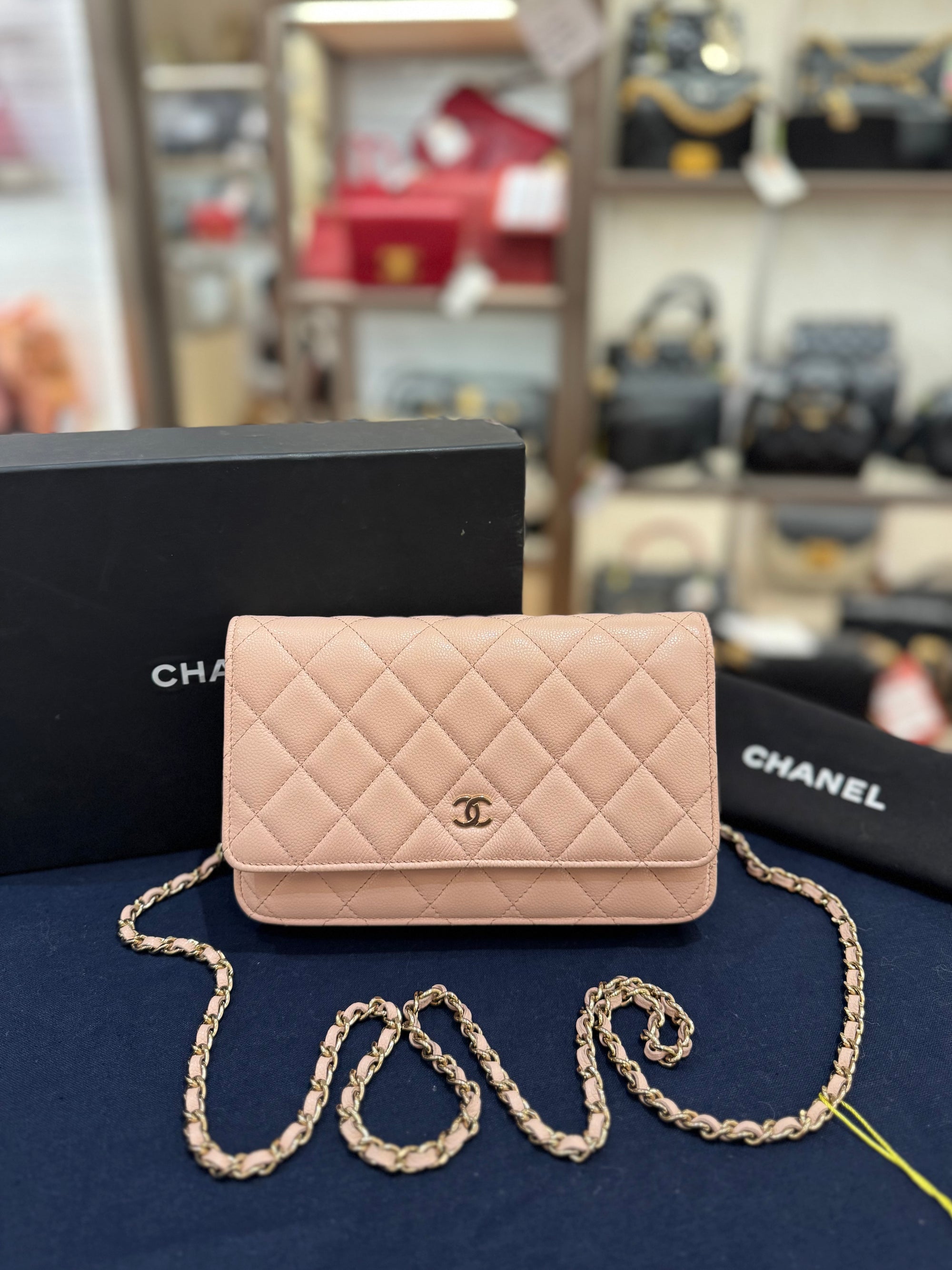 Chanel Classic Wallet On Chain Caviar Light Pink