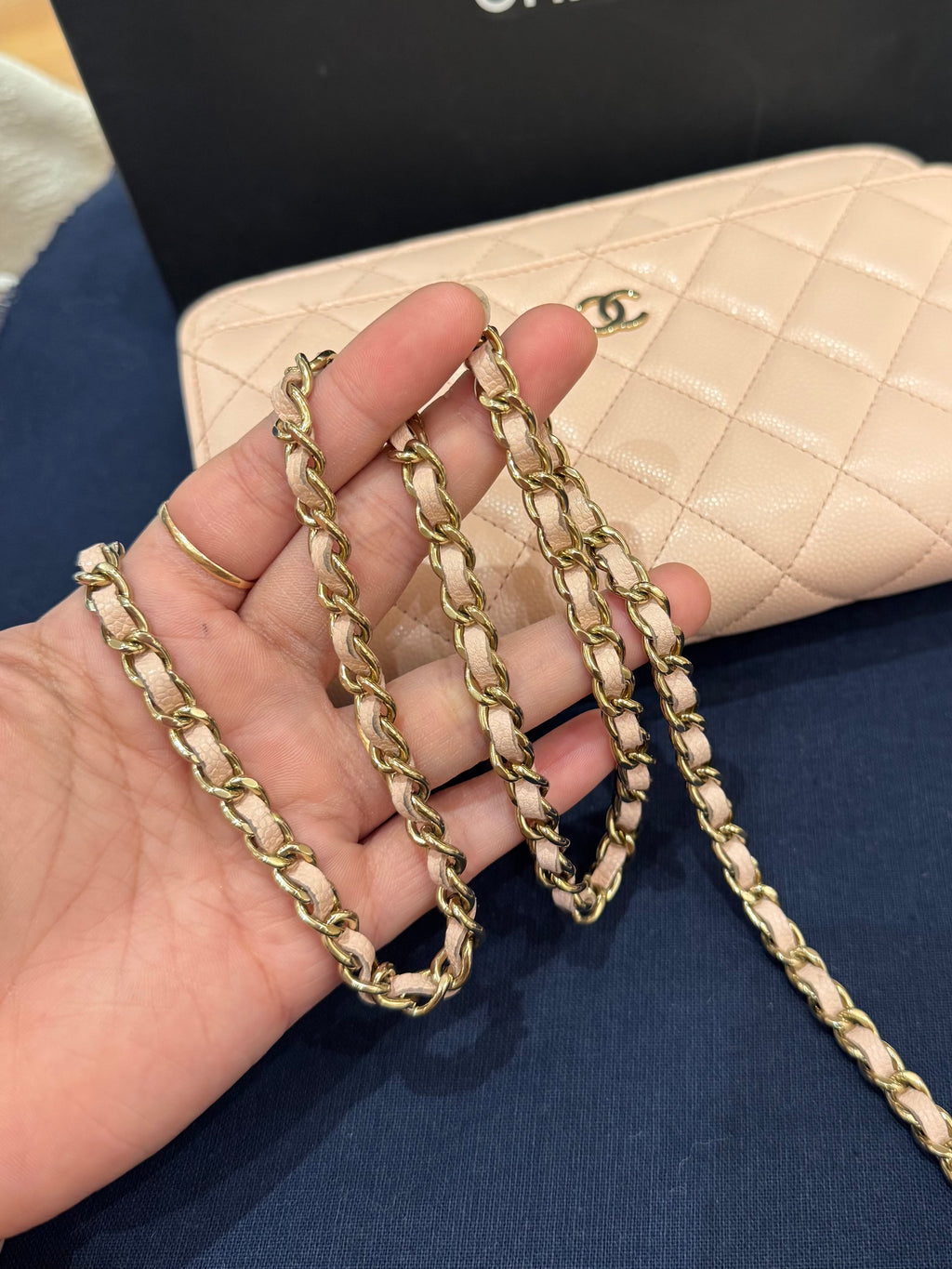 Chanel Classic Wallet On Chain Caviar Light Pink