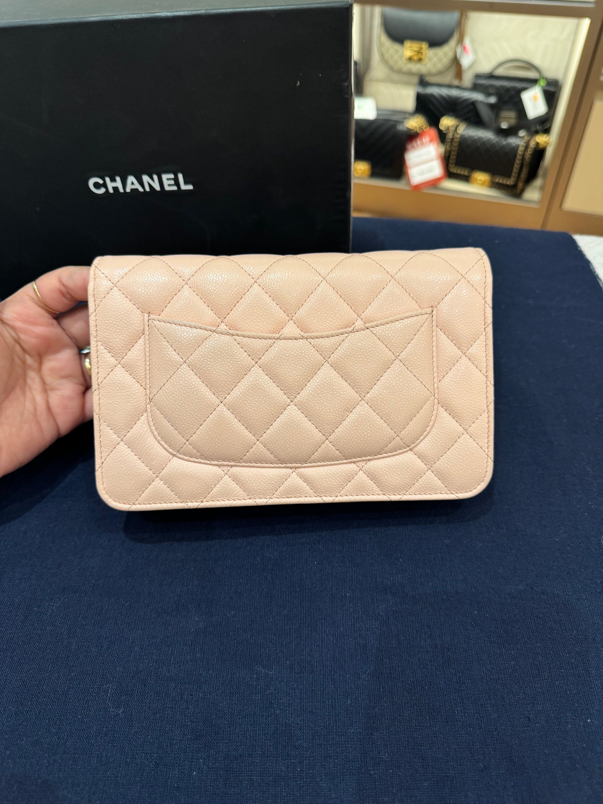 Chanel Classic Wallet On Chain Caviar Light Pink
