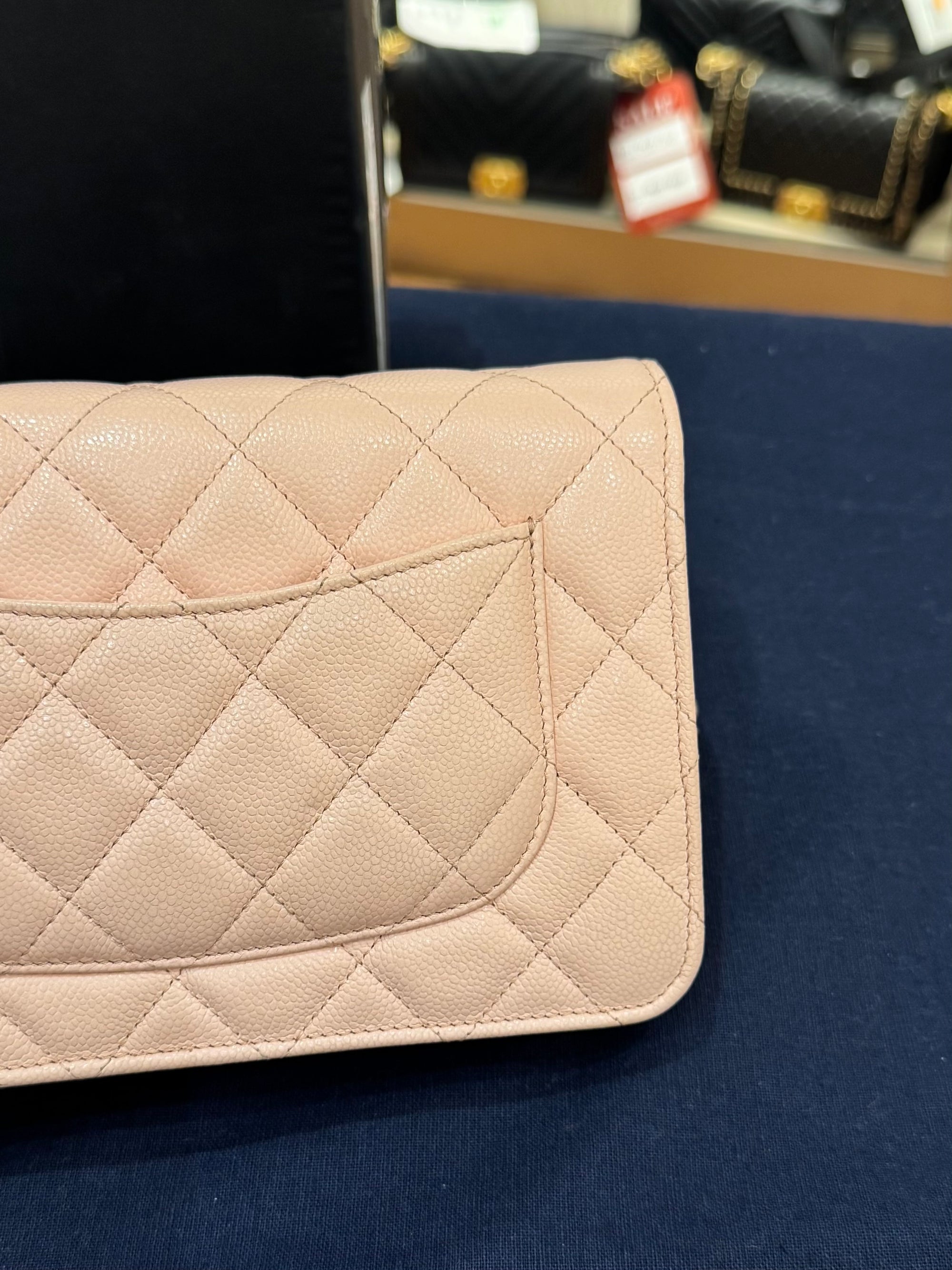 Chanel Classic Wallet On Chain Caviar Light Pink