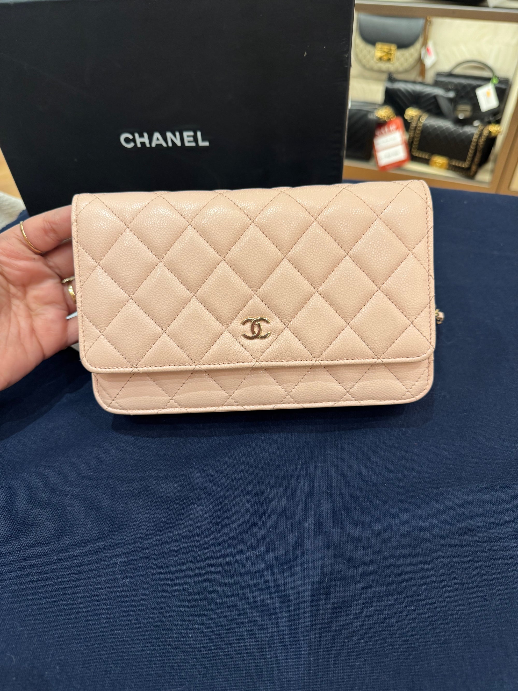 Chanel Classic Wallet On Chain Caviar Light Pink
