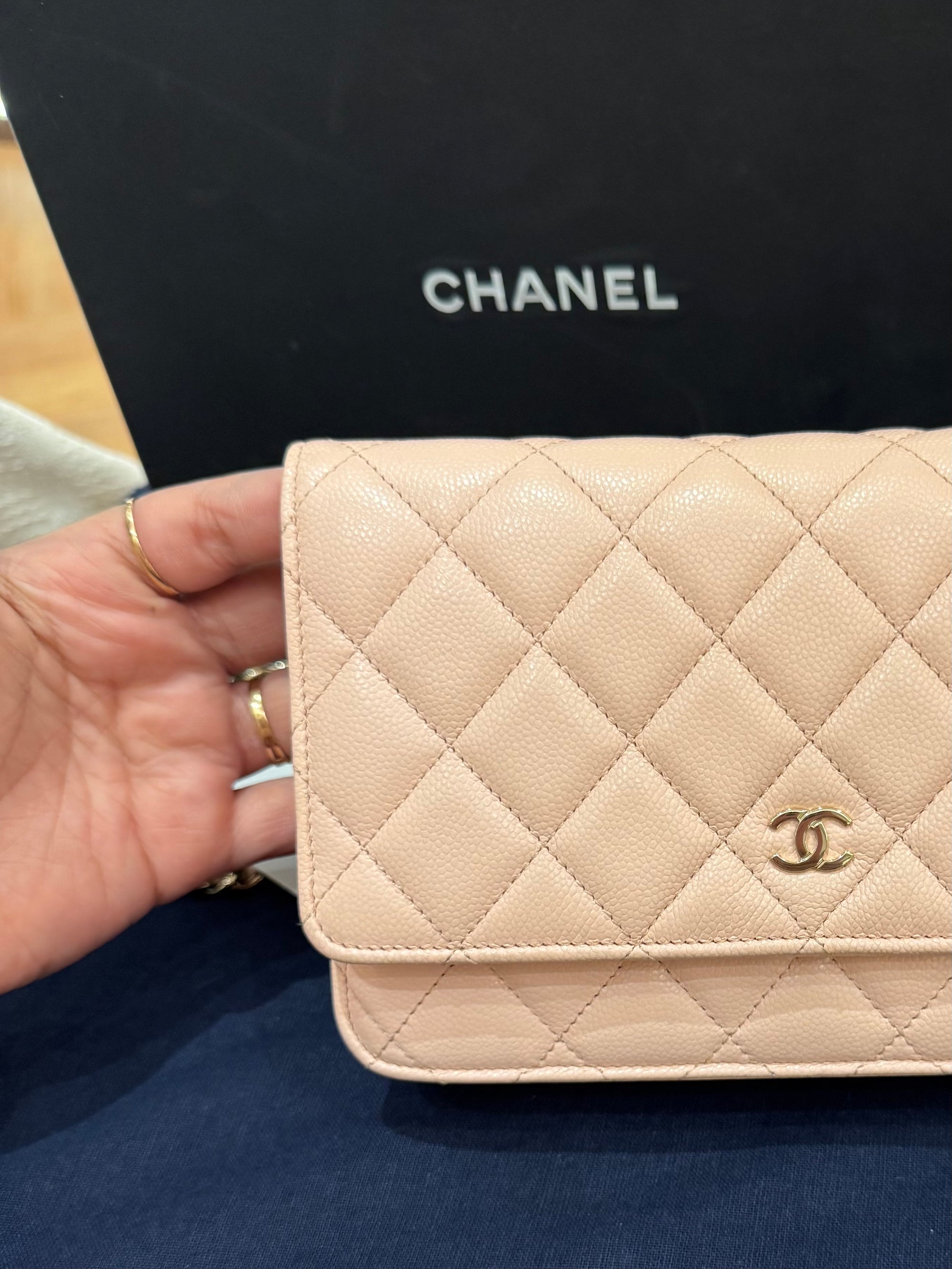 Chanel Classic Wallet On Chain Caviar Light Pink