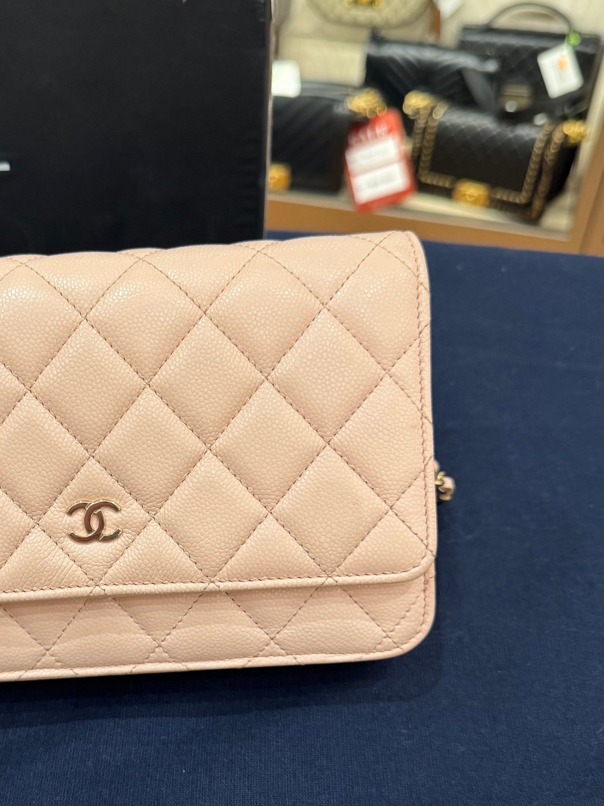 Chanel Classic Wallet On Chain Caviar Light Pink