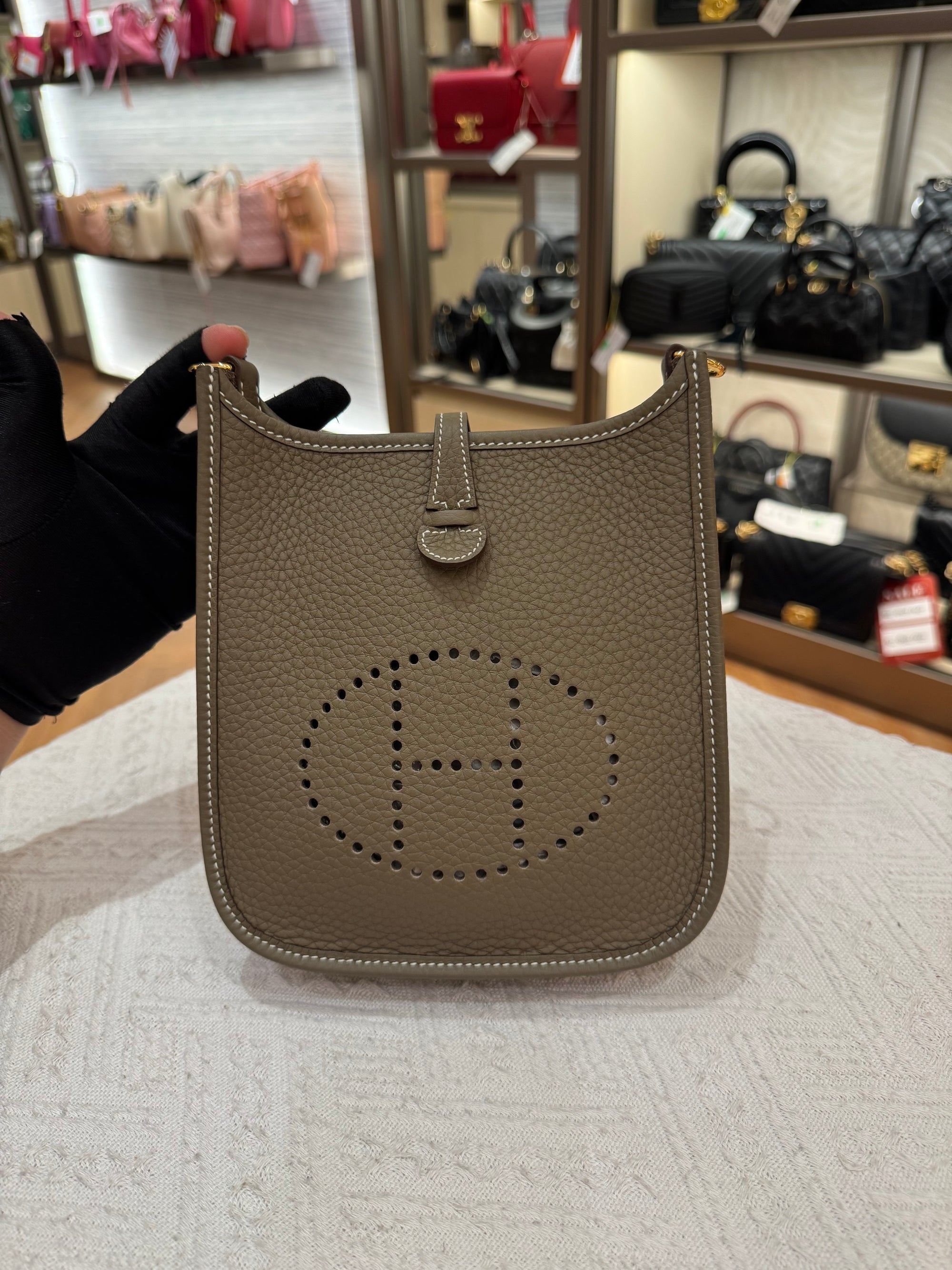 Hermes Evelyn 16 Etoupe / Blue Indigo