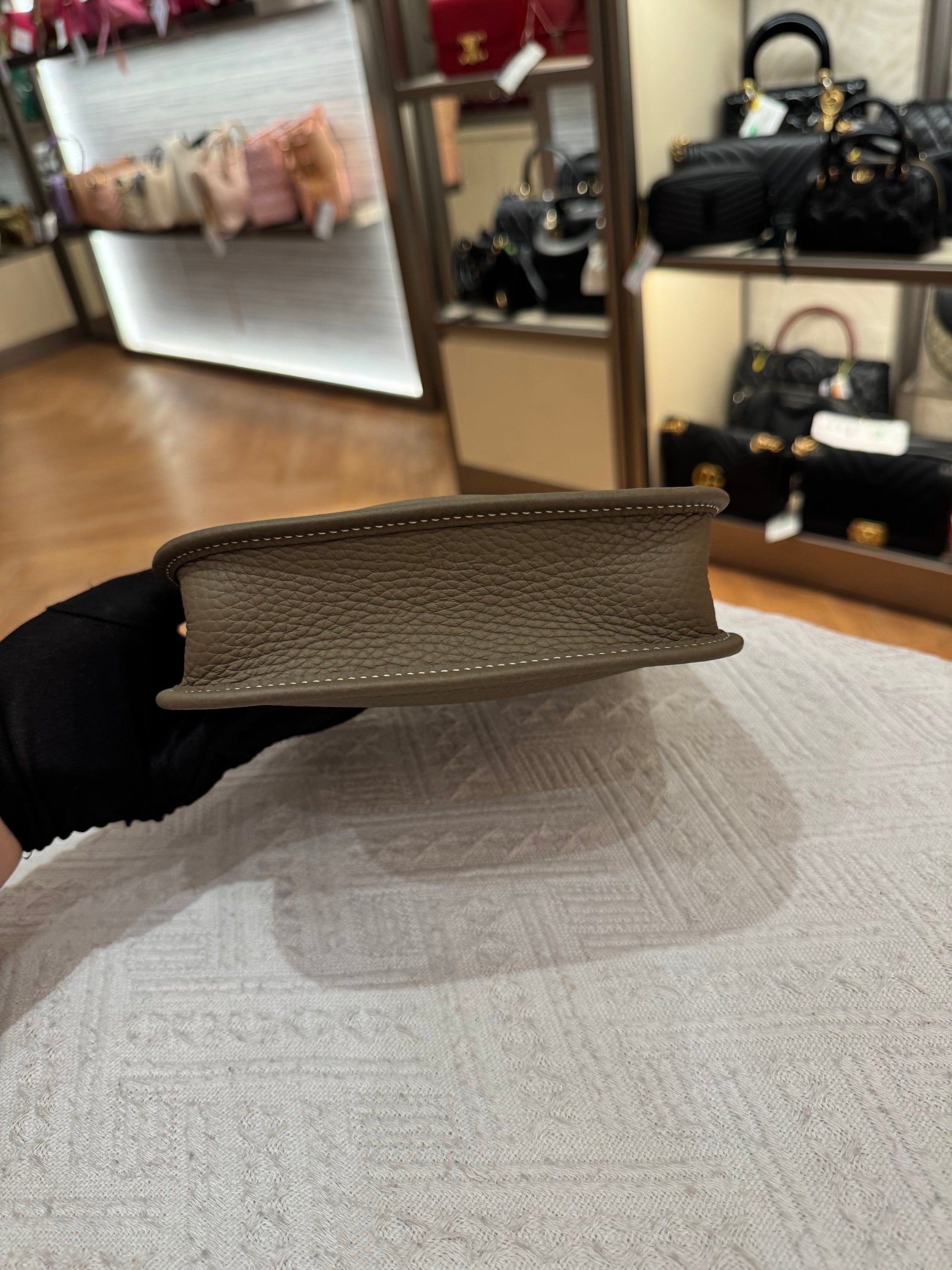 Hermes Evelyn 16 Etoupe / Blue Indigo
