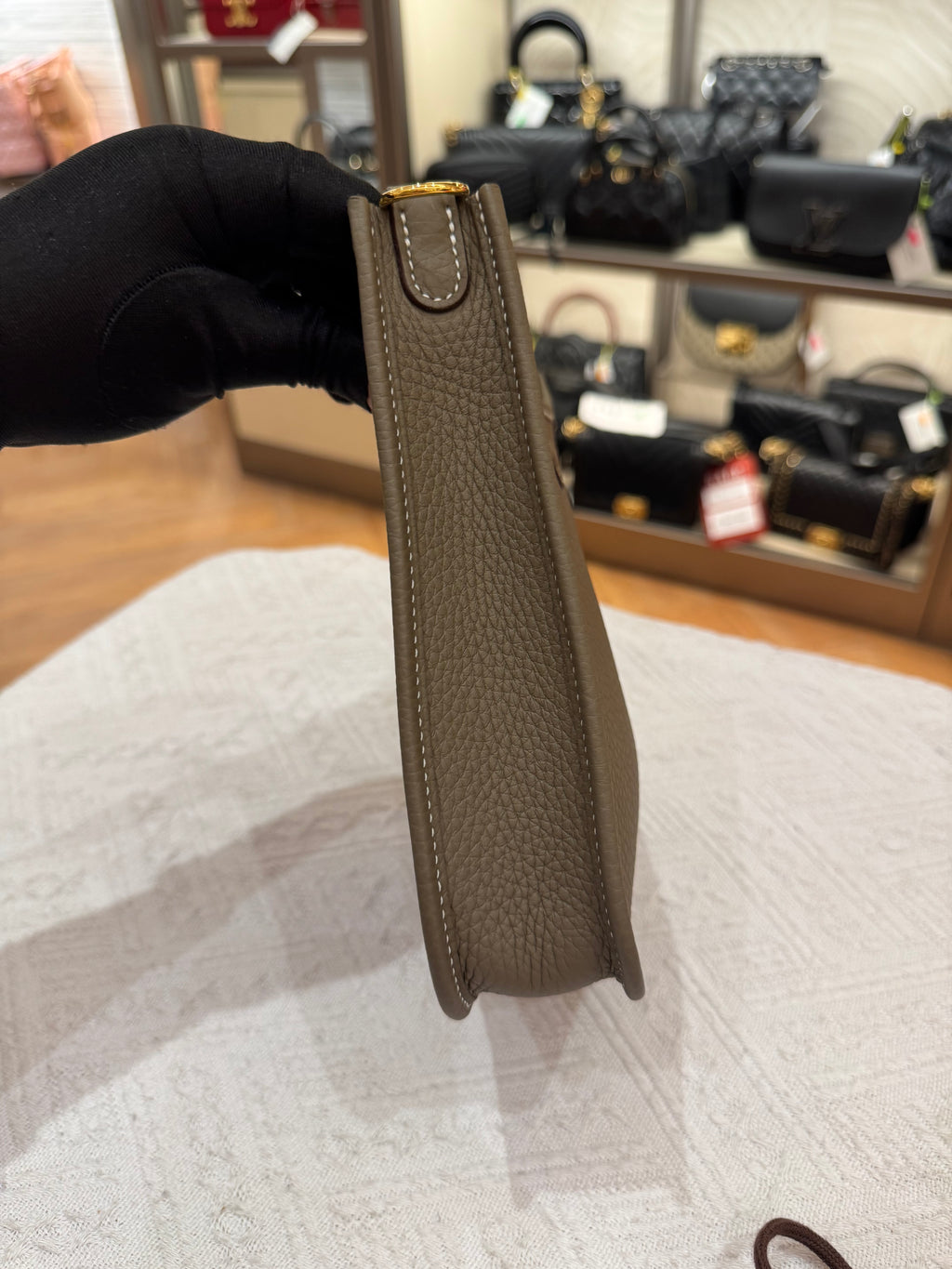Hermes Evelyn 16 Etoupe / Blue Indigo