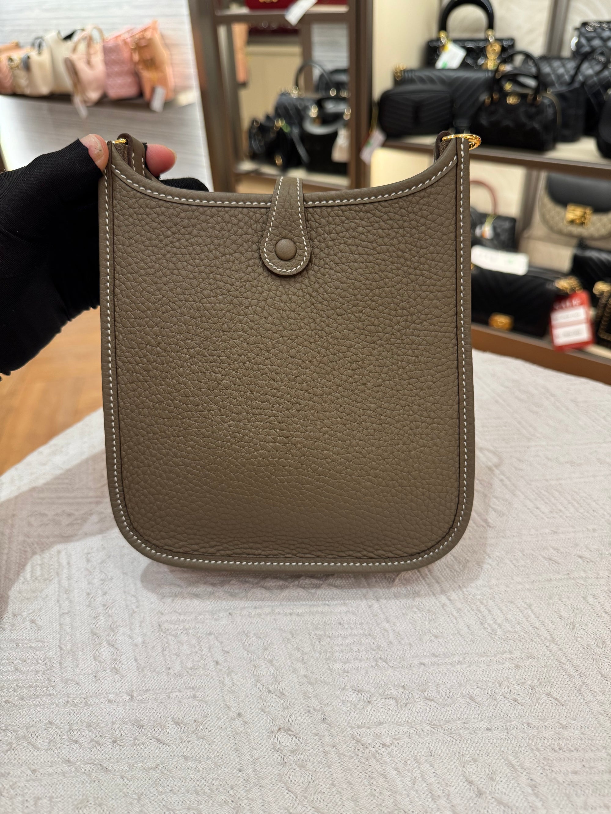 Hermes Evelyn 16 Etoupe / Blue Indigo