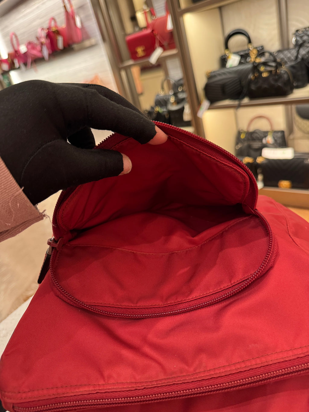 Prada Sling Nylon Red Black