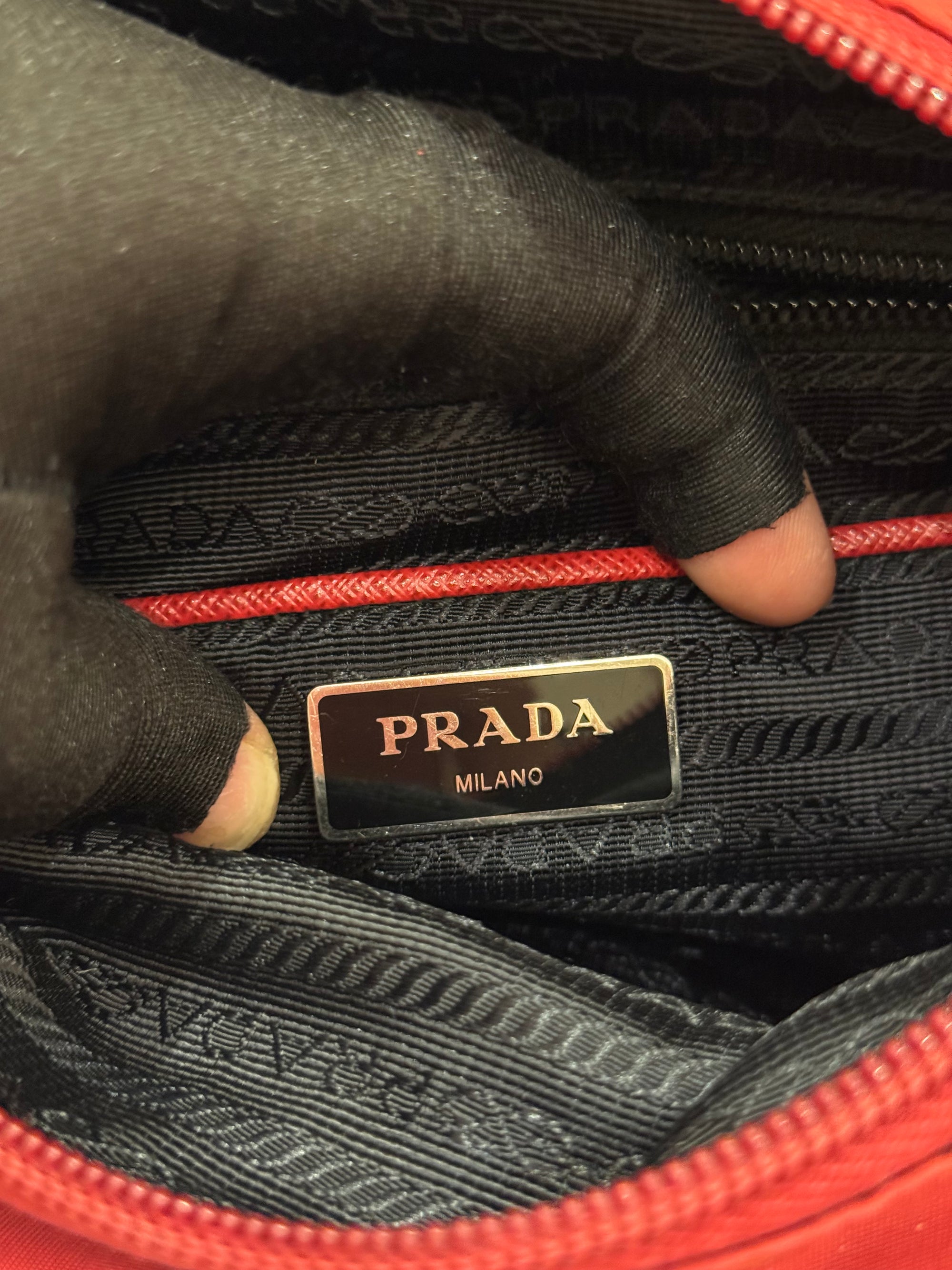 Prada Sling Nylon Red Black
